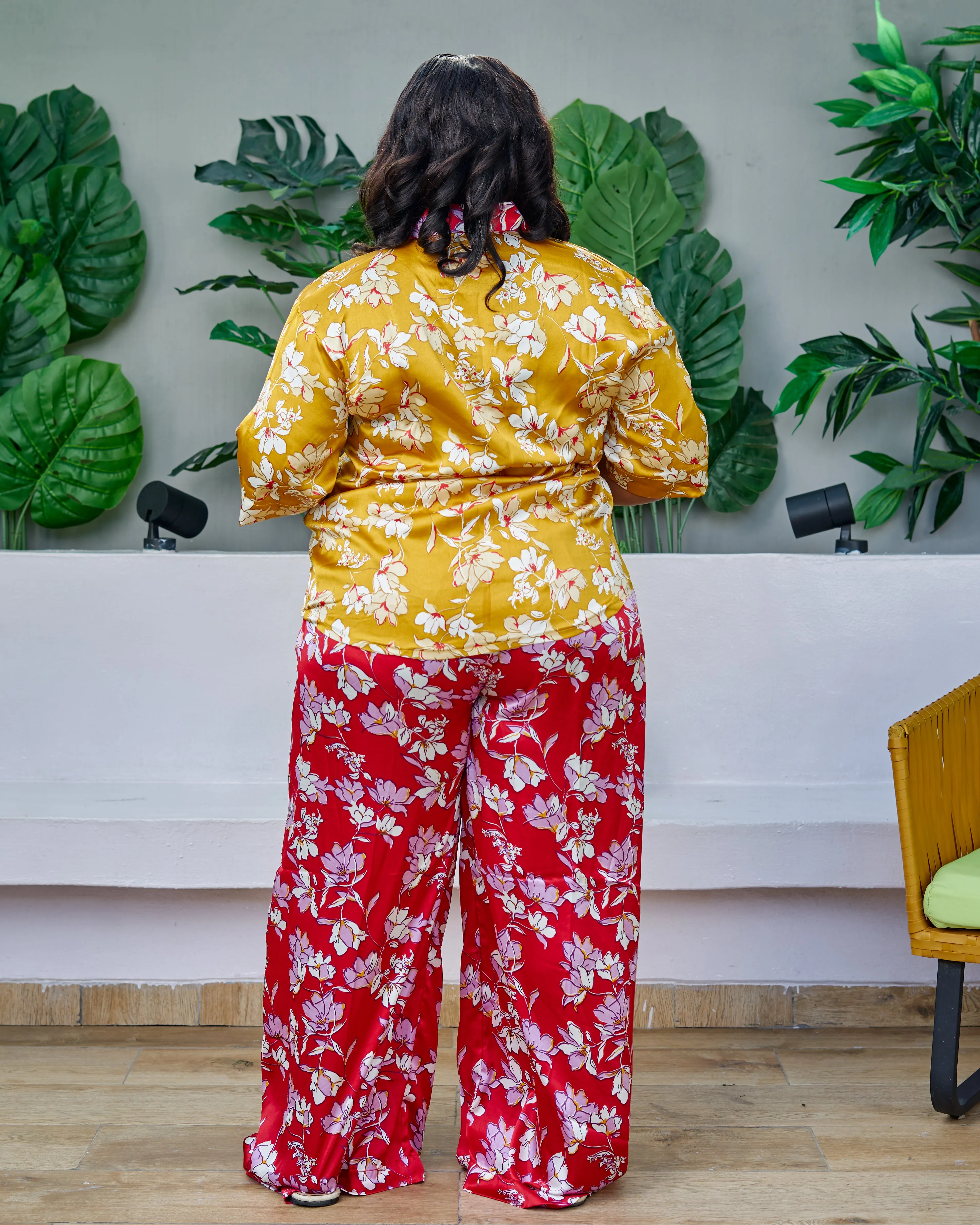 2pc African Print Silk Shirt and Trouser Set - Rufinah