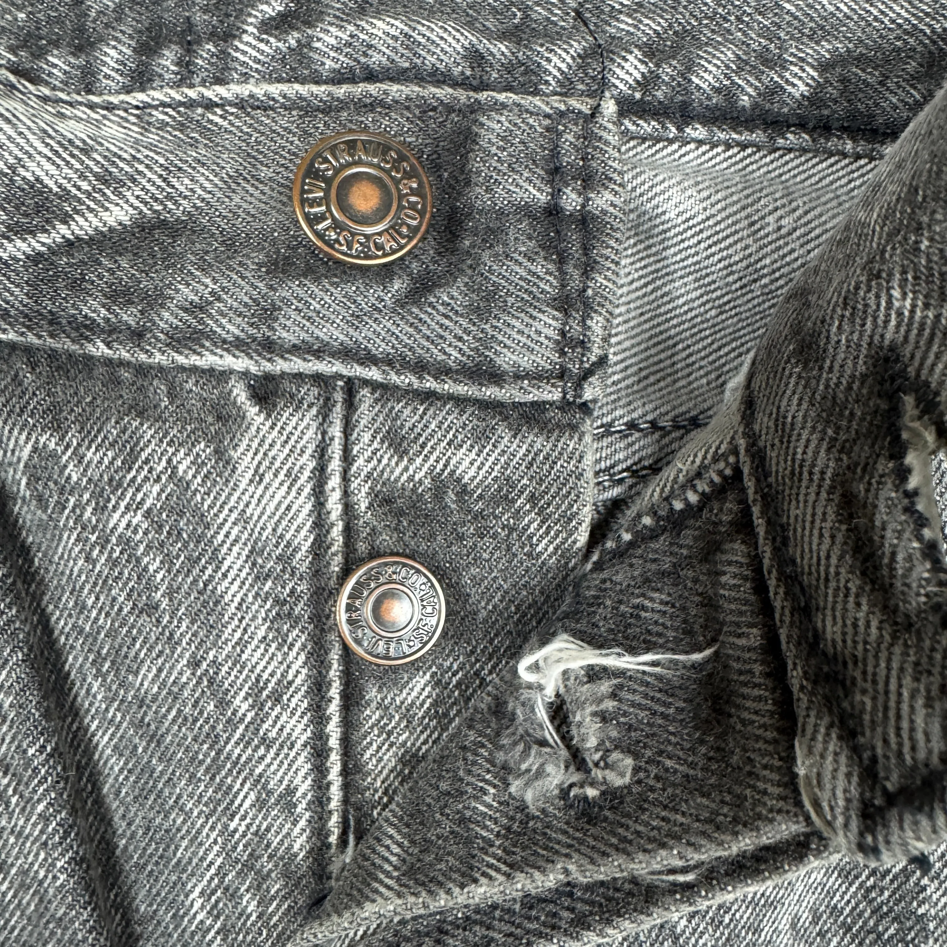 90s Black Acid Wash Levi's 701 Denim Jeans 28x33 0806