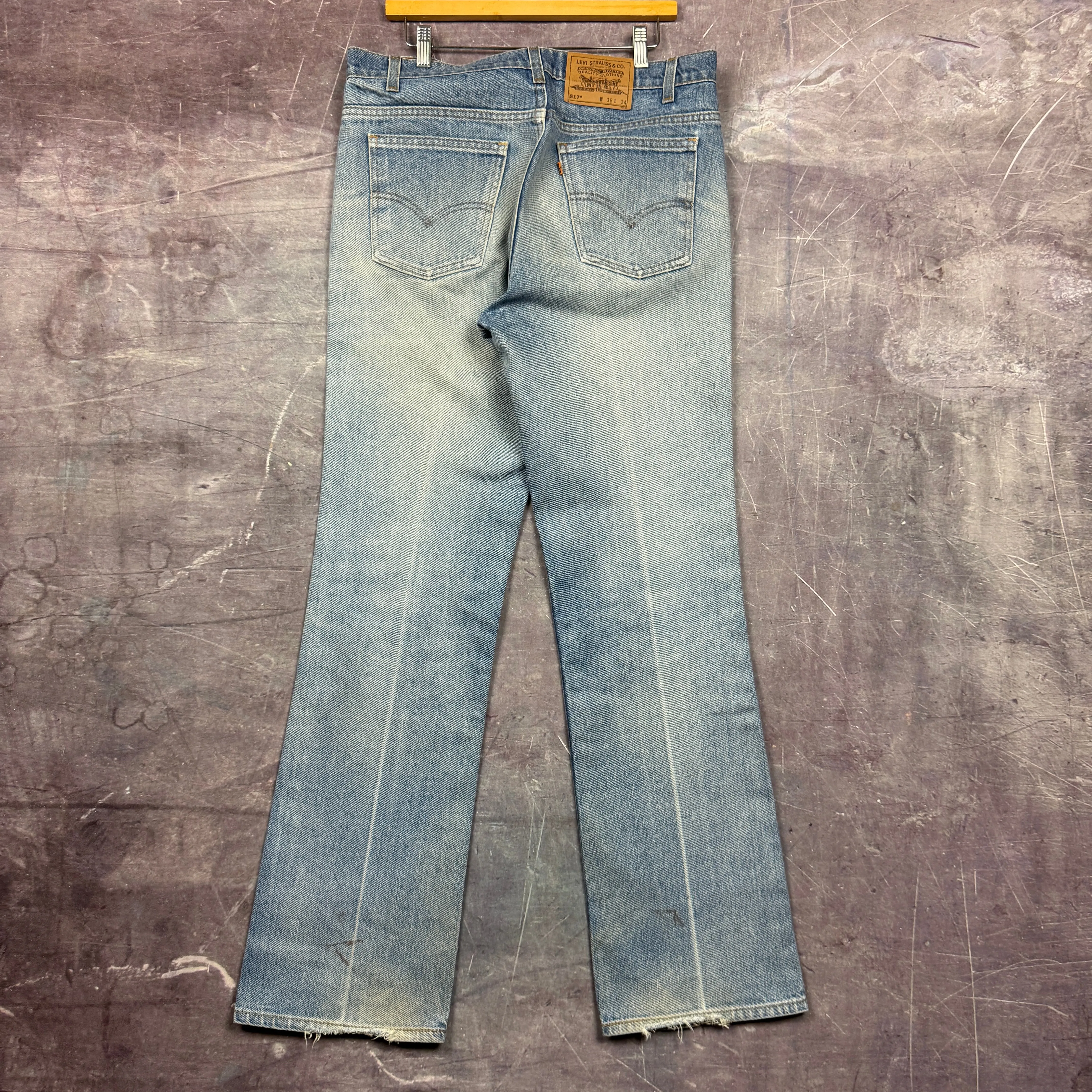 90s Light Wash Levi's 517 Orange Tab Denim Jeans 35x33.5 2063