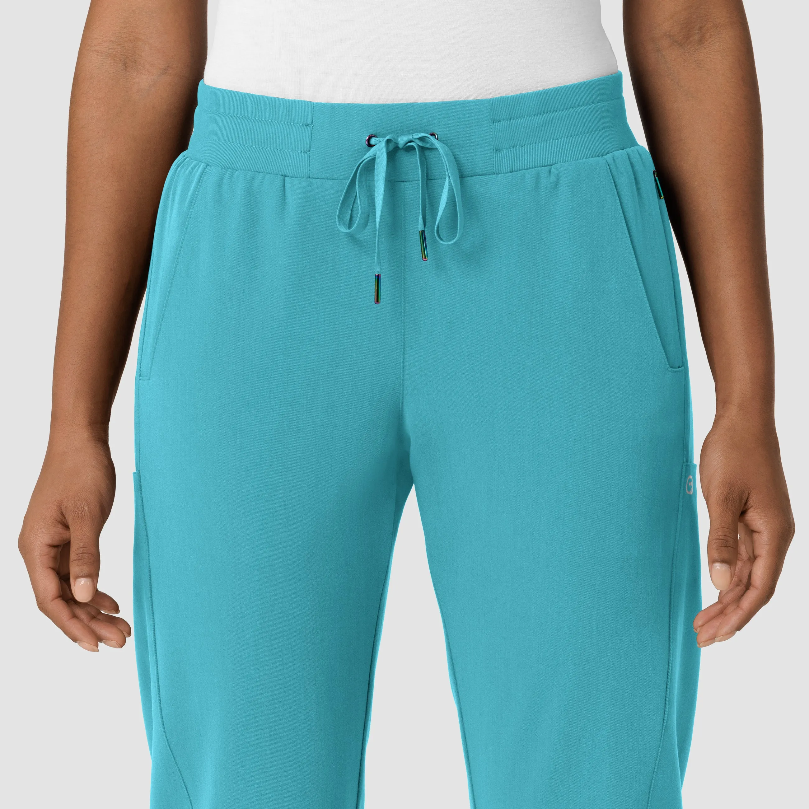 Stylish Teal Blue Aero Remix Womens Cargo Jogger Scrub Pant