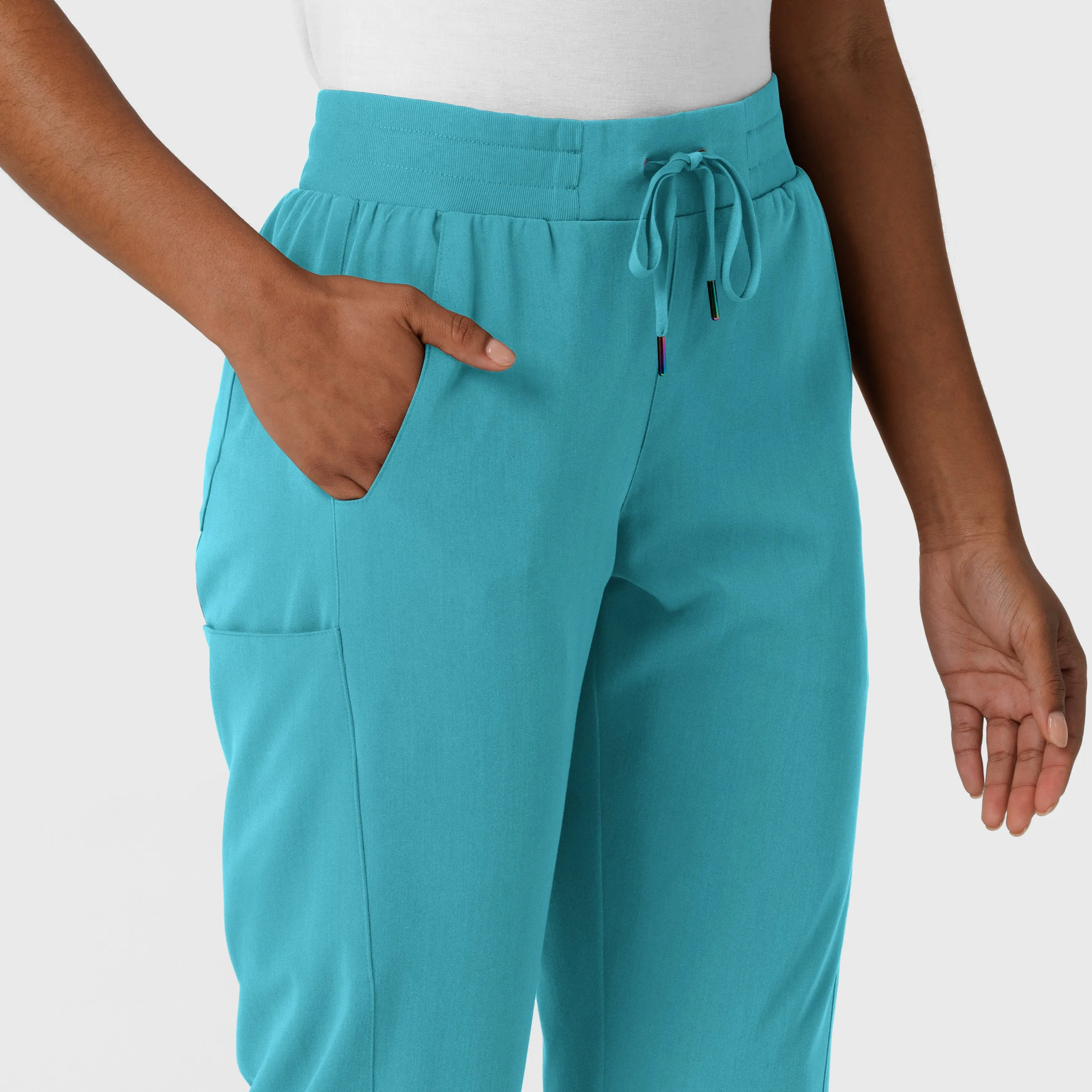 Stylish Teal Blue Aero Remix Womens Cargo Jogger Scrub Pant