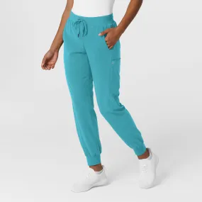 Stylish Teal Blue Aero Remix Womens Cargo Jogger Scrub Pant