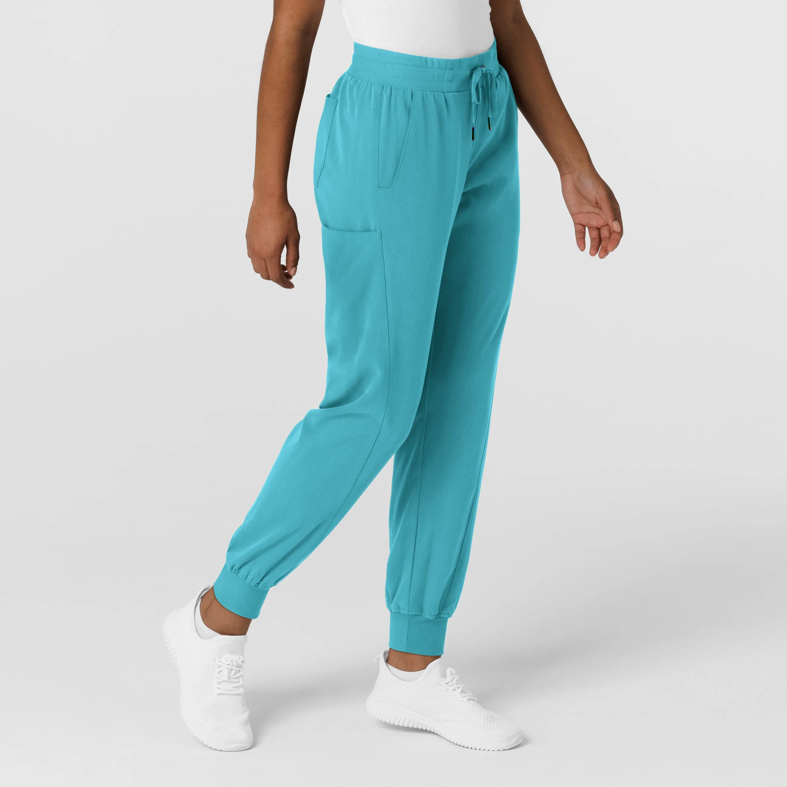 Stylish Teal Blue Aero Remix Womens Cargo Jogger Scrub Pant