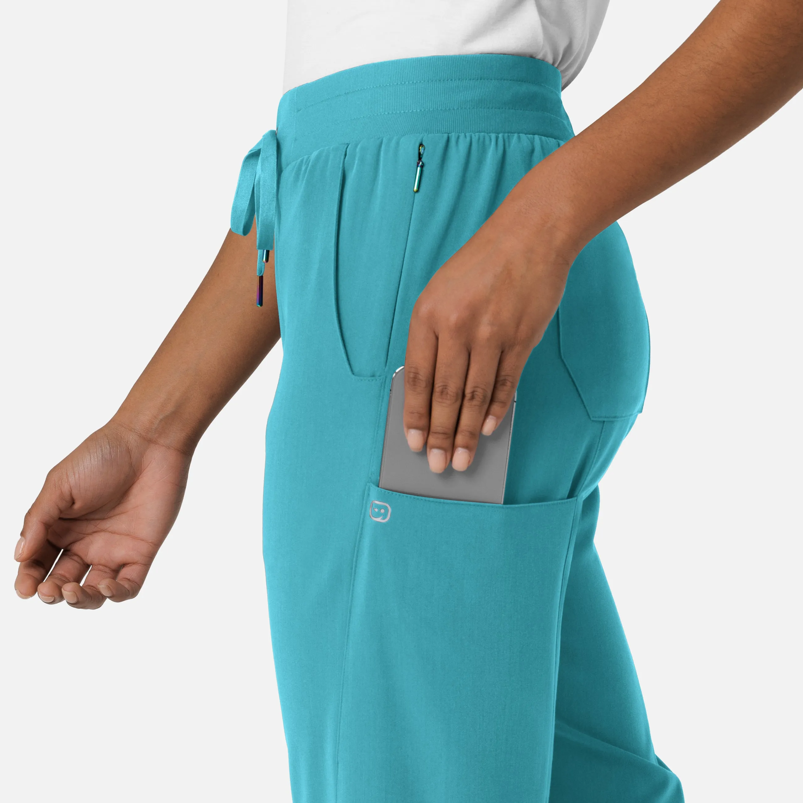 Stylish Teal Blue Aero Remix Womens Cargo Jogger Scrub Pant