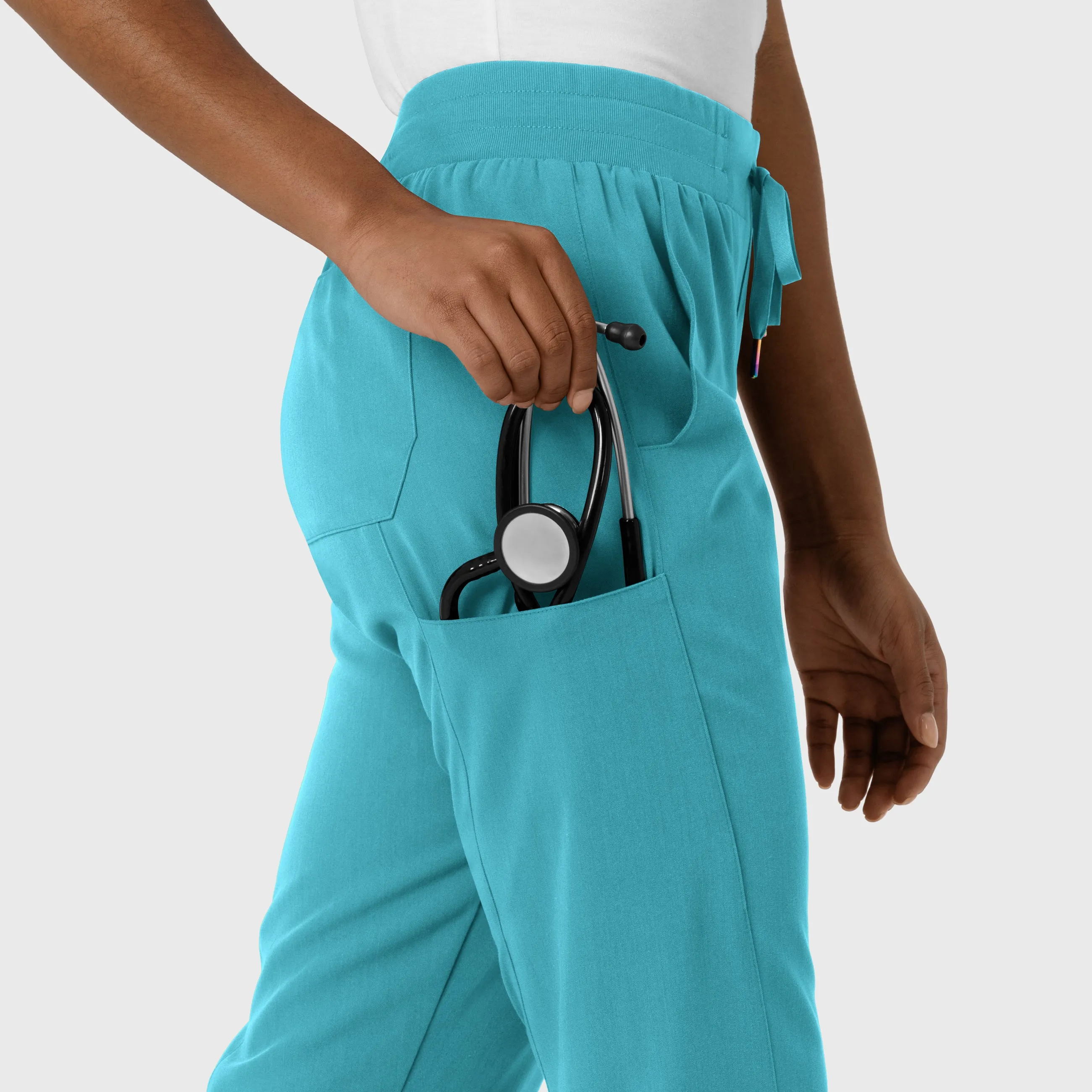 Stylish Teal Blue Aero Remix Womens Cargo Jogger Scrub Pant