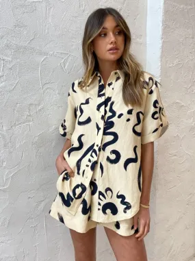 Alemais Brush Stroke Shirt in Clay