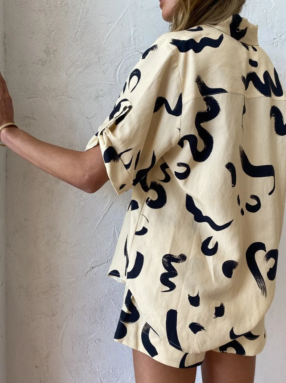 Alemais Brush Stroke Shirt in Clay