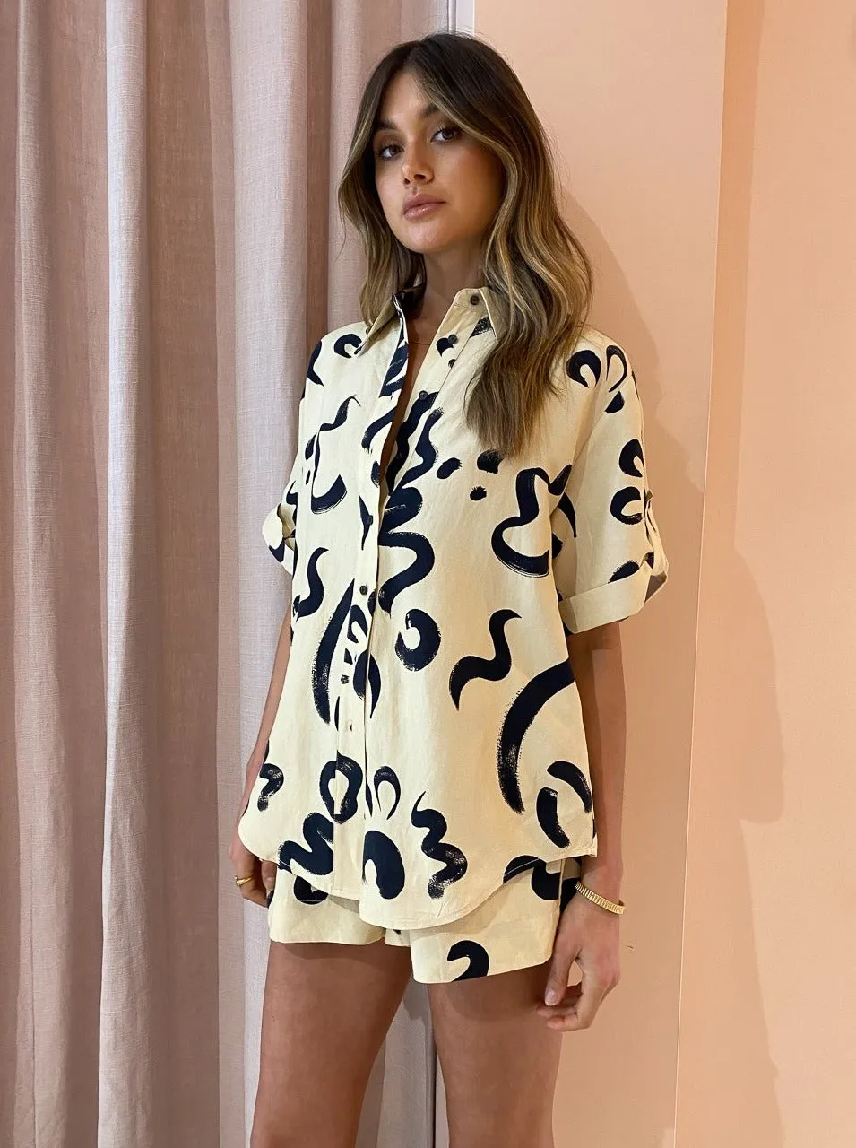 Alemais Brush Stroke Shirt in Clay