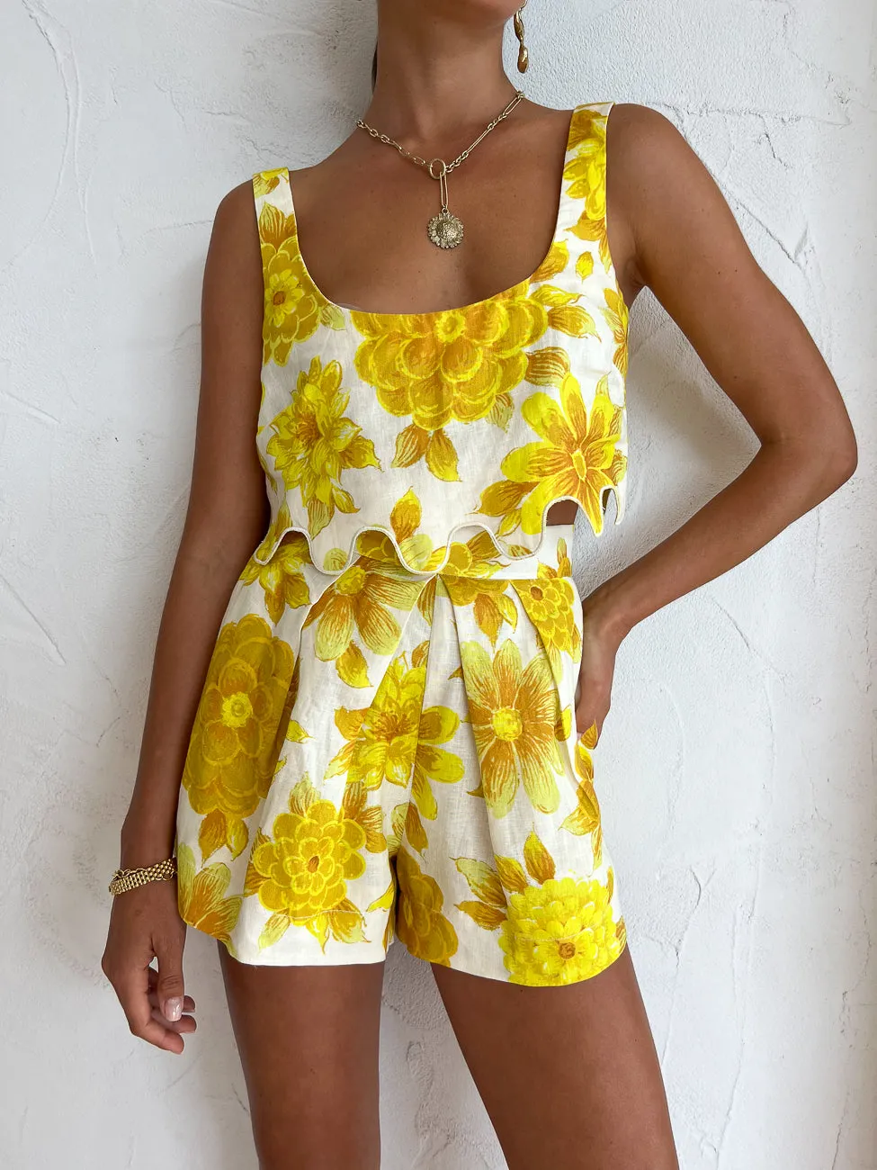 Alemais Sonny Sculpt Top in Lemon