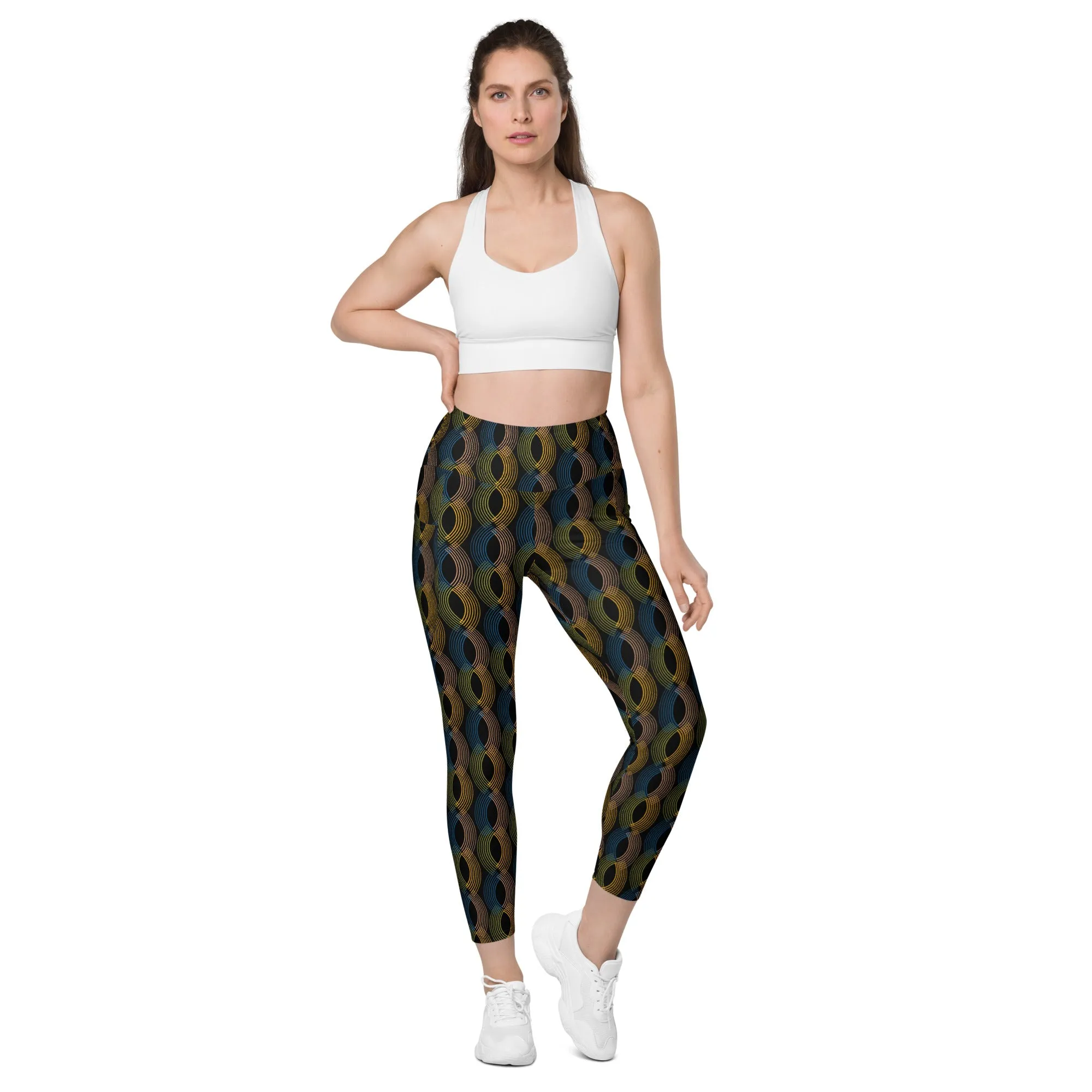 Arc Series- Black Arc Leggings with 2 side pockets  - Big enough for you cell phone