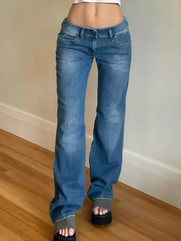 BerryBetty - Blue Wash Low Waist Boyfriend Jeans