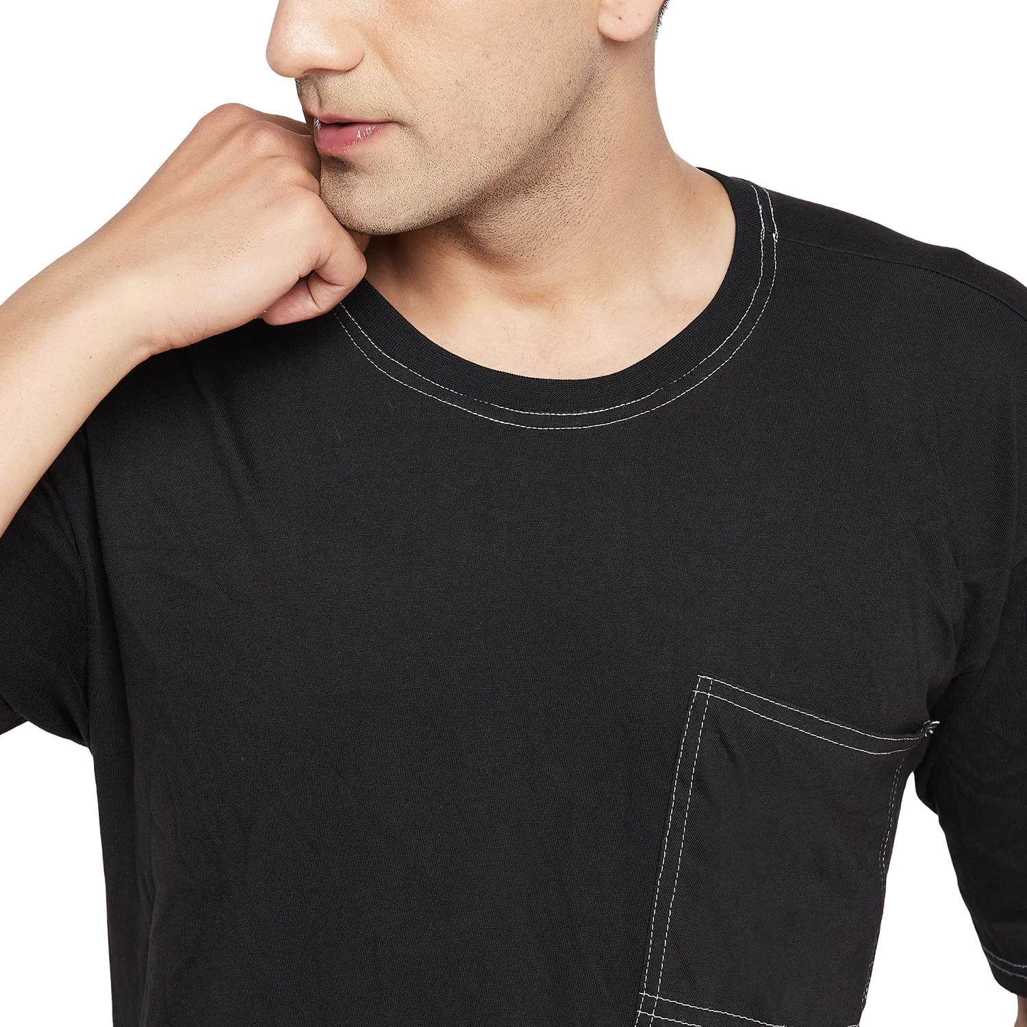 Black Oversized Carpenter Tshirt & Cargo Pants Combo Set
