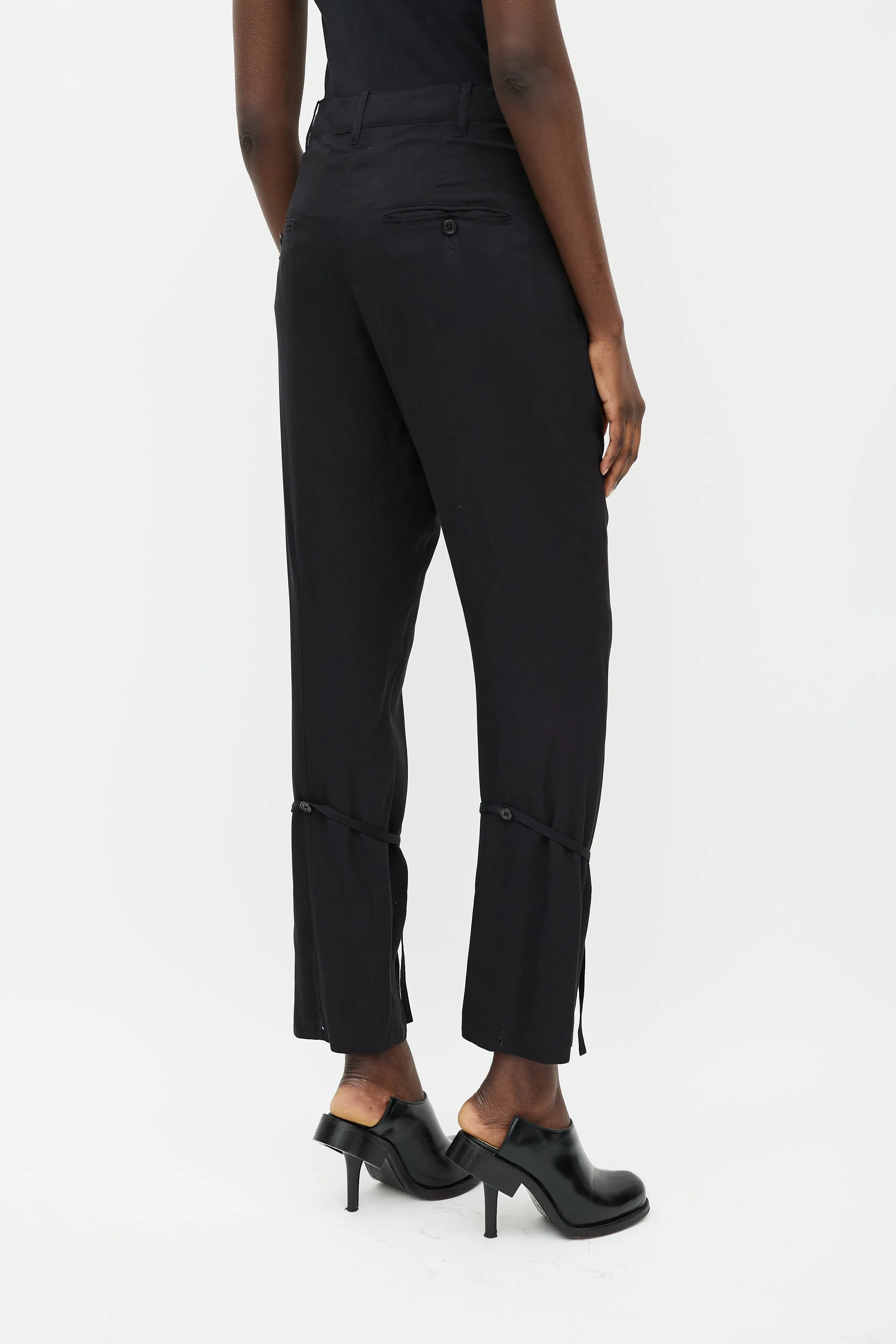 Black Straight Leg Drawstring Trouser