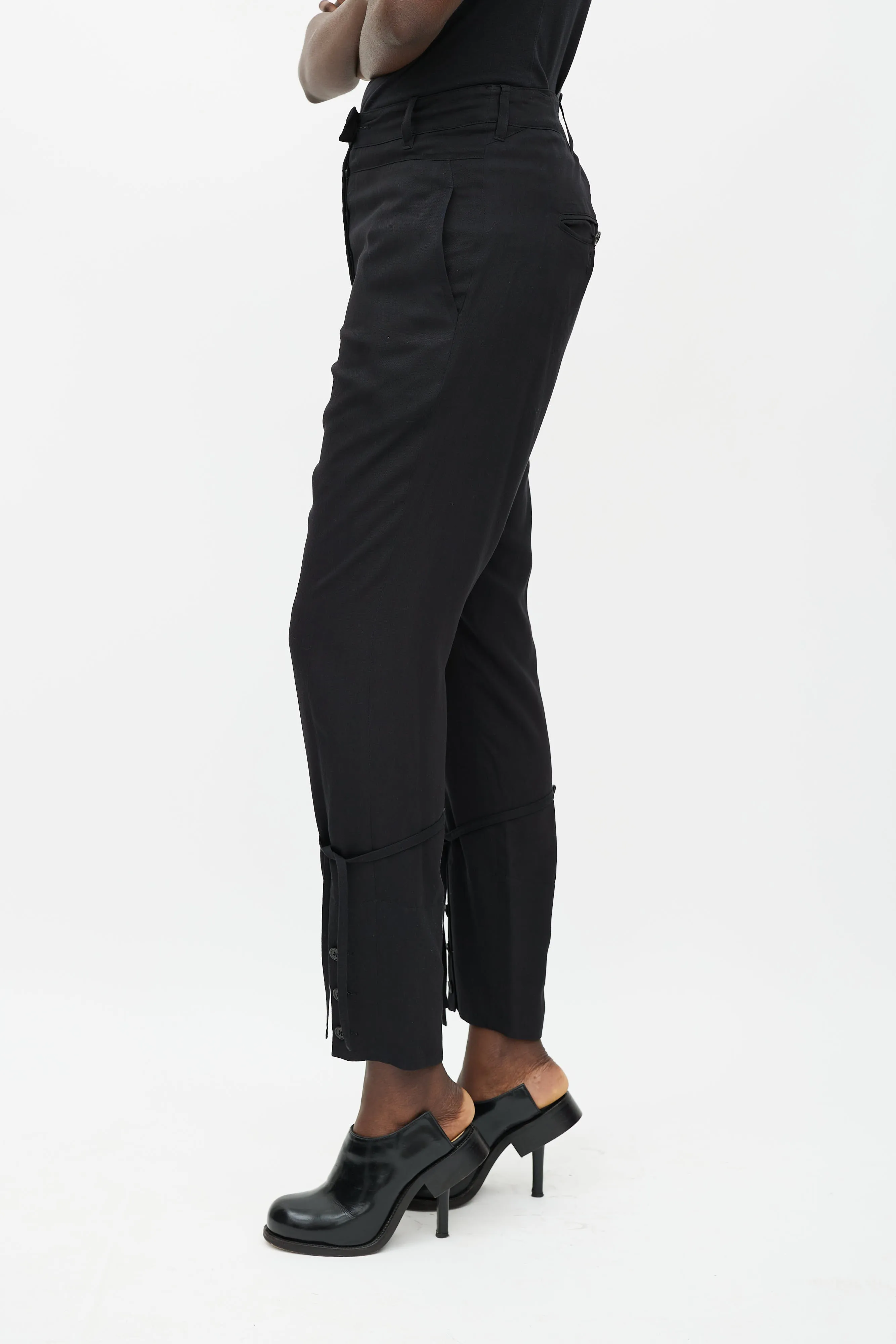 Black Straight Leg Drawstring Trouser
