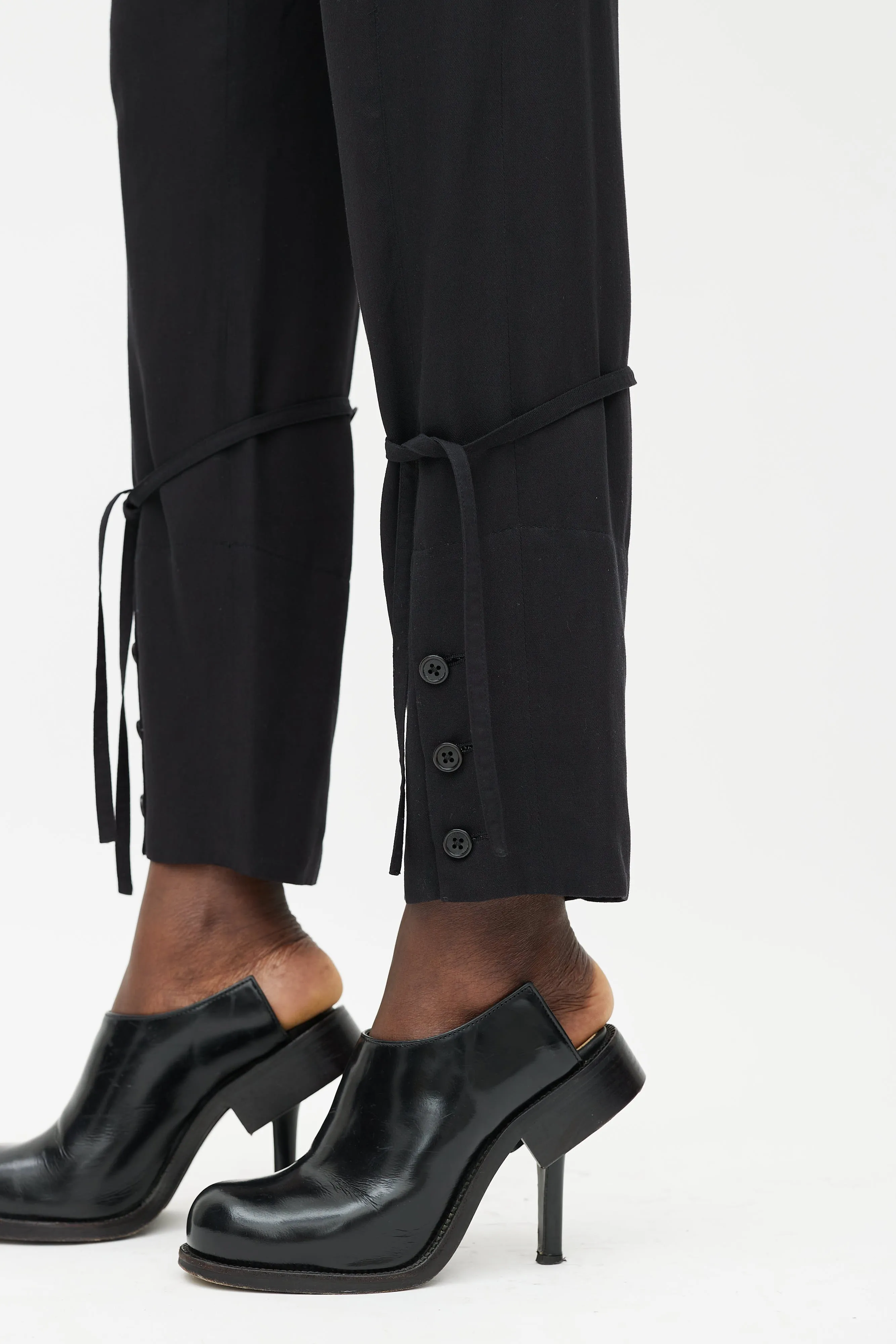 Black Straight Leg Drawstring Trouser