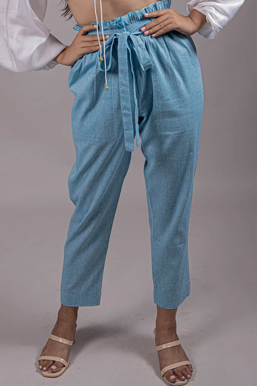 Blue Paper Bag Trousers