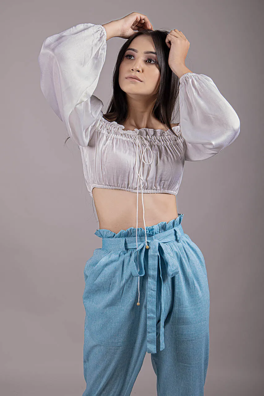 Blue Paper Bag Trousers