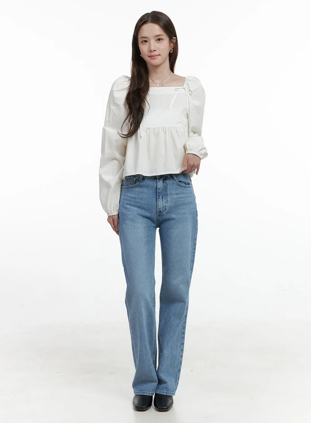 Blythe Vintage Wash Straight Leg Denim Jeans OS416
