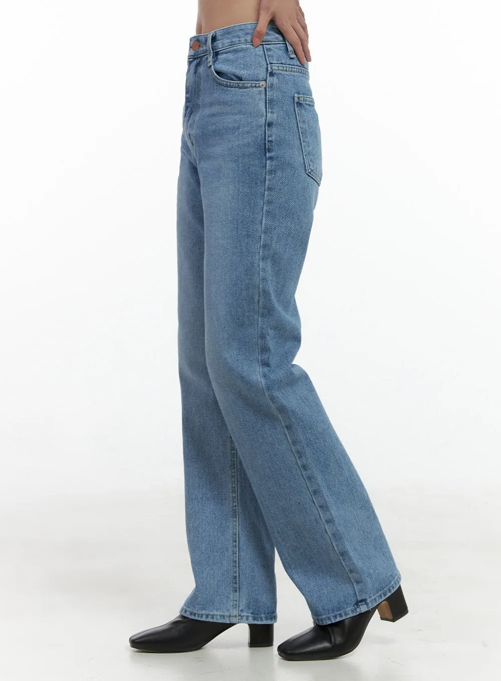 Blythe Vintage Wash Straight Leg Denim Jeans OS416