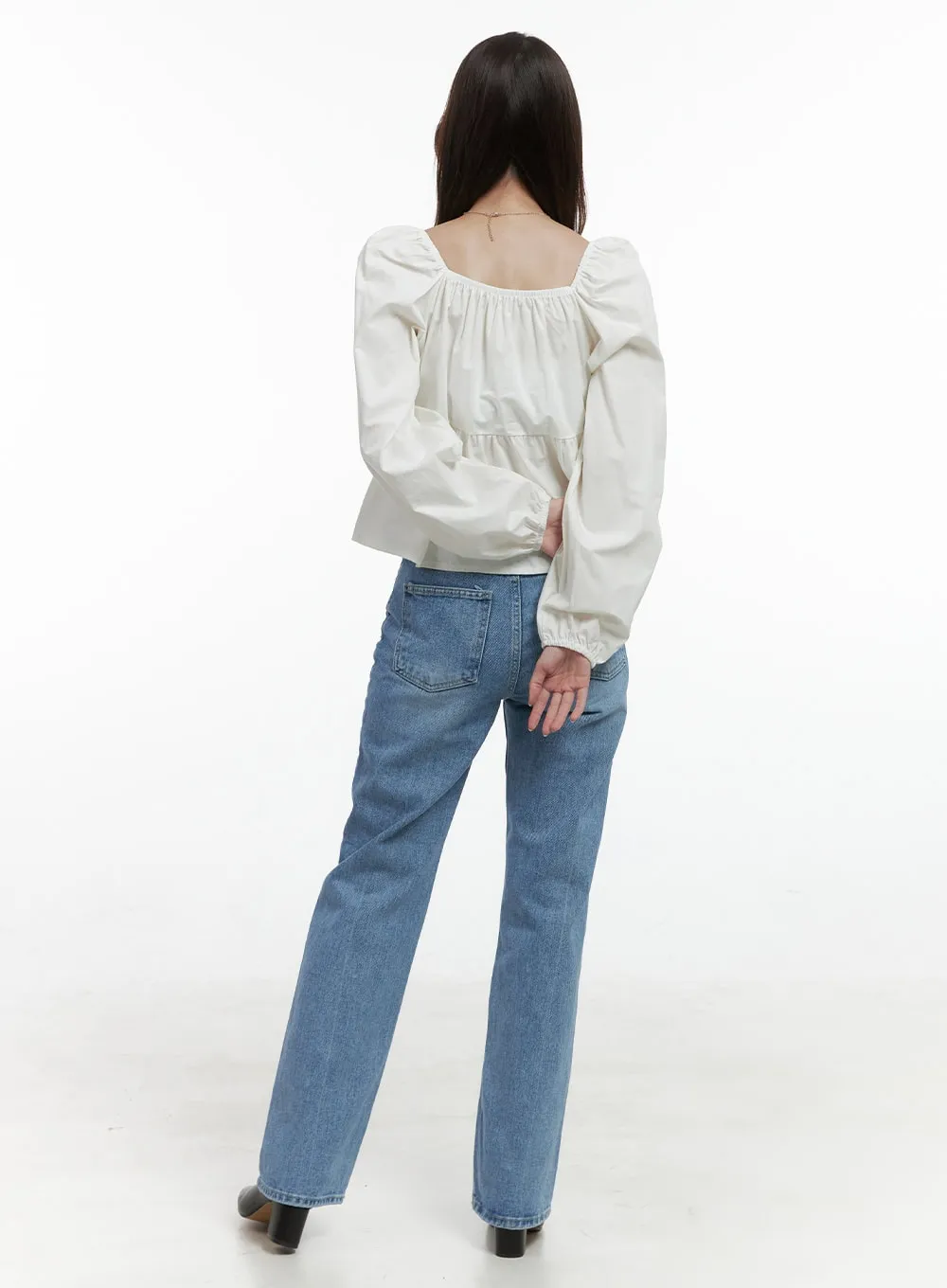 Blythe Vintage Wash Straight Leg Denim Jeans OS416