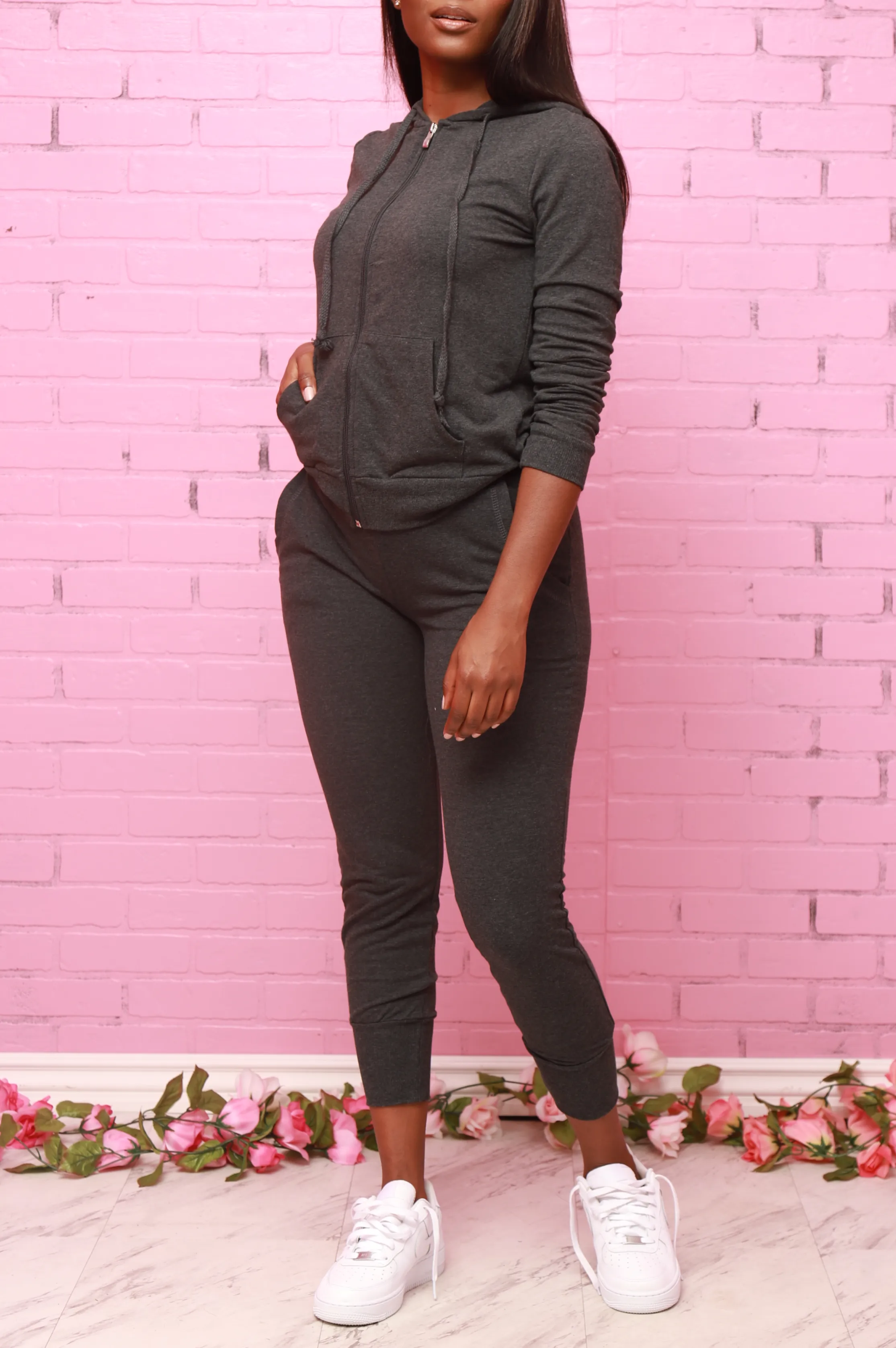 Chill Out Hoodie Jogger Set - Charcoal