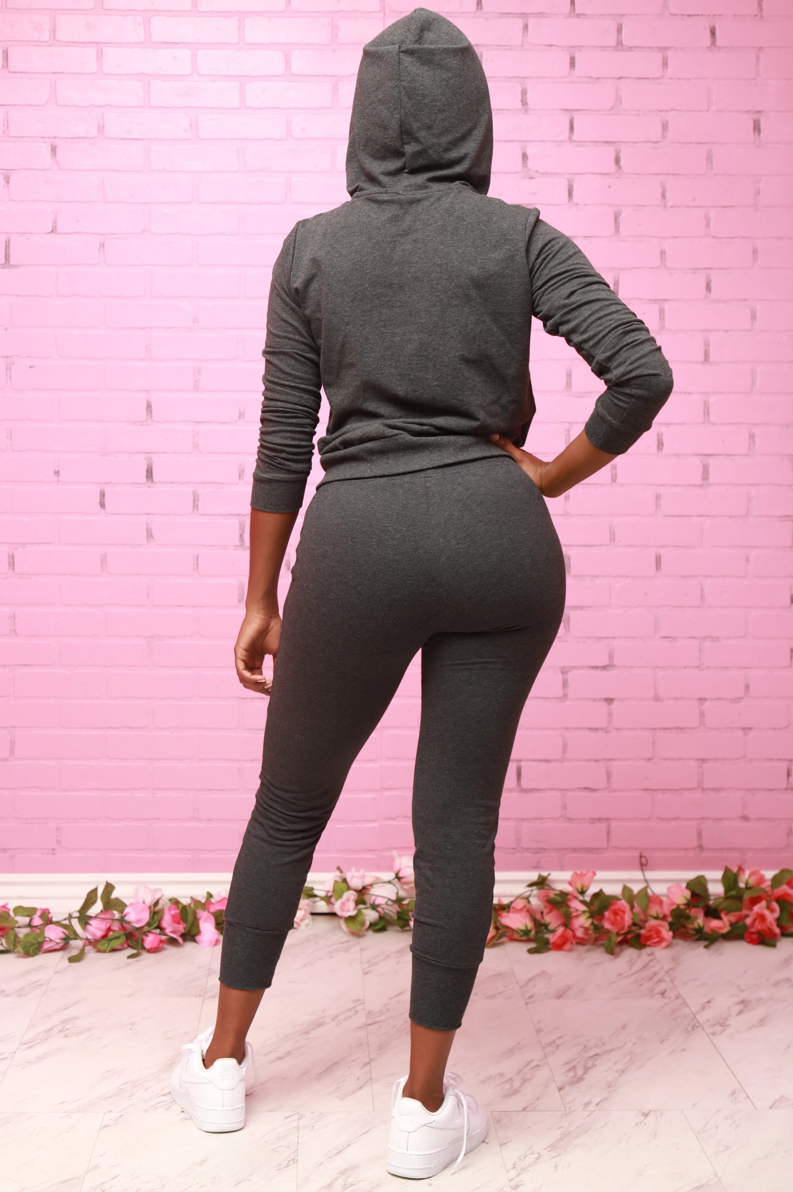 Chill Out Hoodie Jogger Set - Charcoal