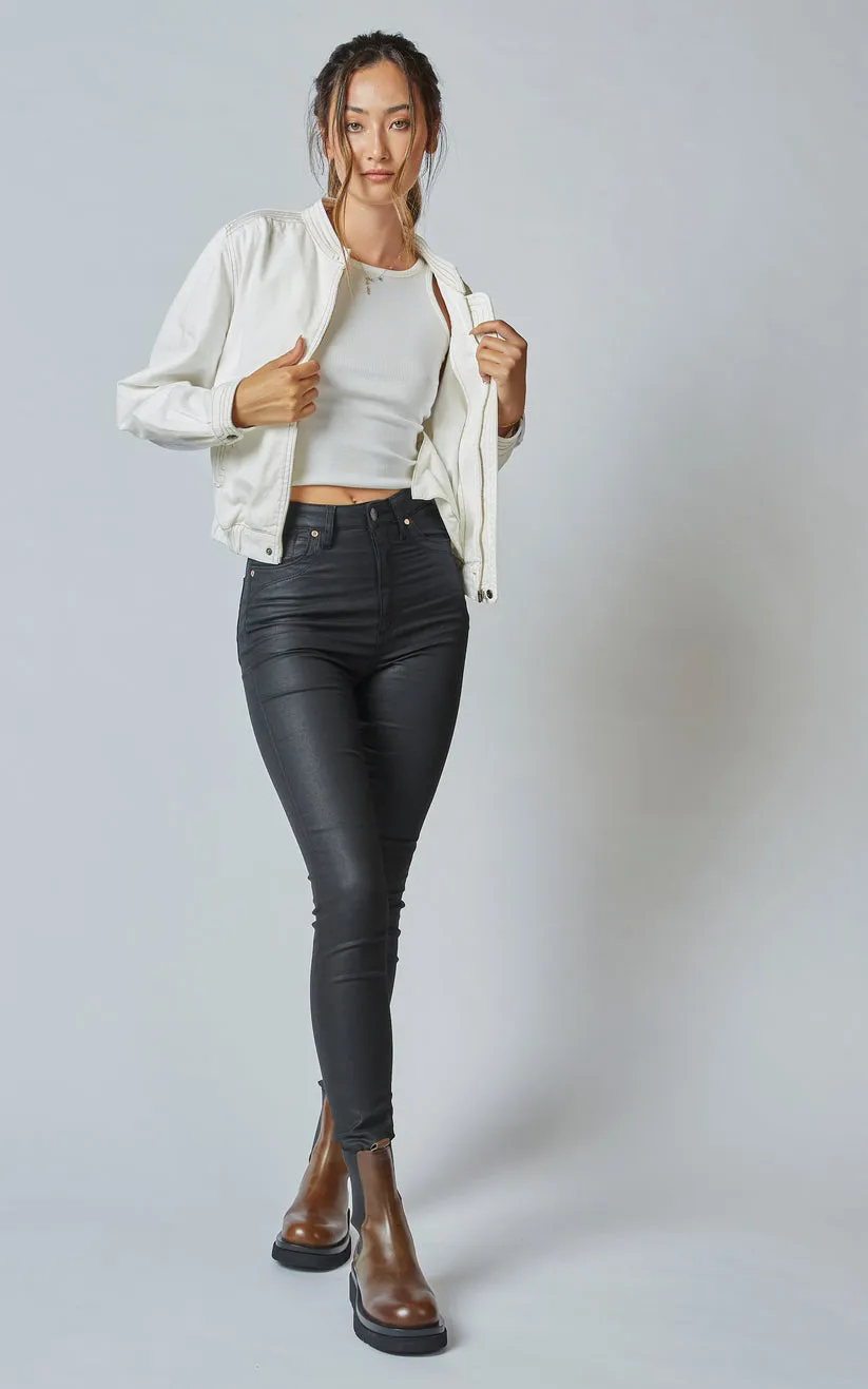 DCD High Waisted Coated Denim Black Jeans