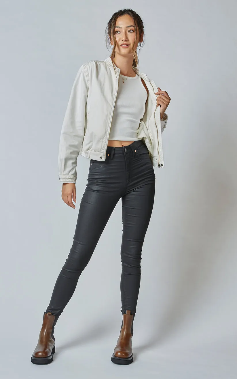 DCD High Waisted Coated Denim Black Jeans