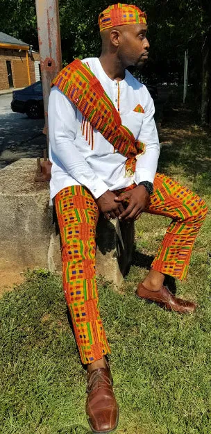 Dupsie's Selasi Kente African Print Slim fit Pants-DP3227MP