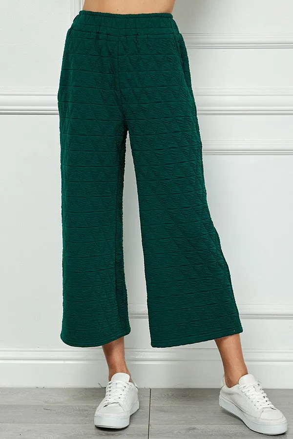 Forest Quilted Cropped Wide Pants