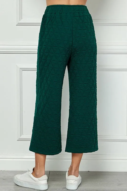 Forest Quilted Cropped Wide Pants