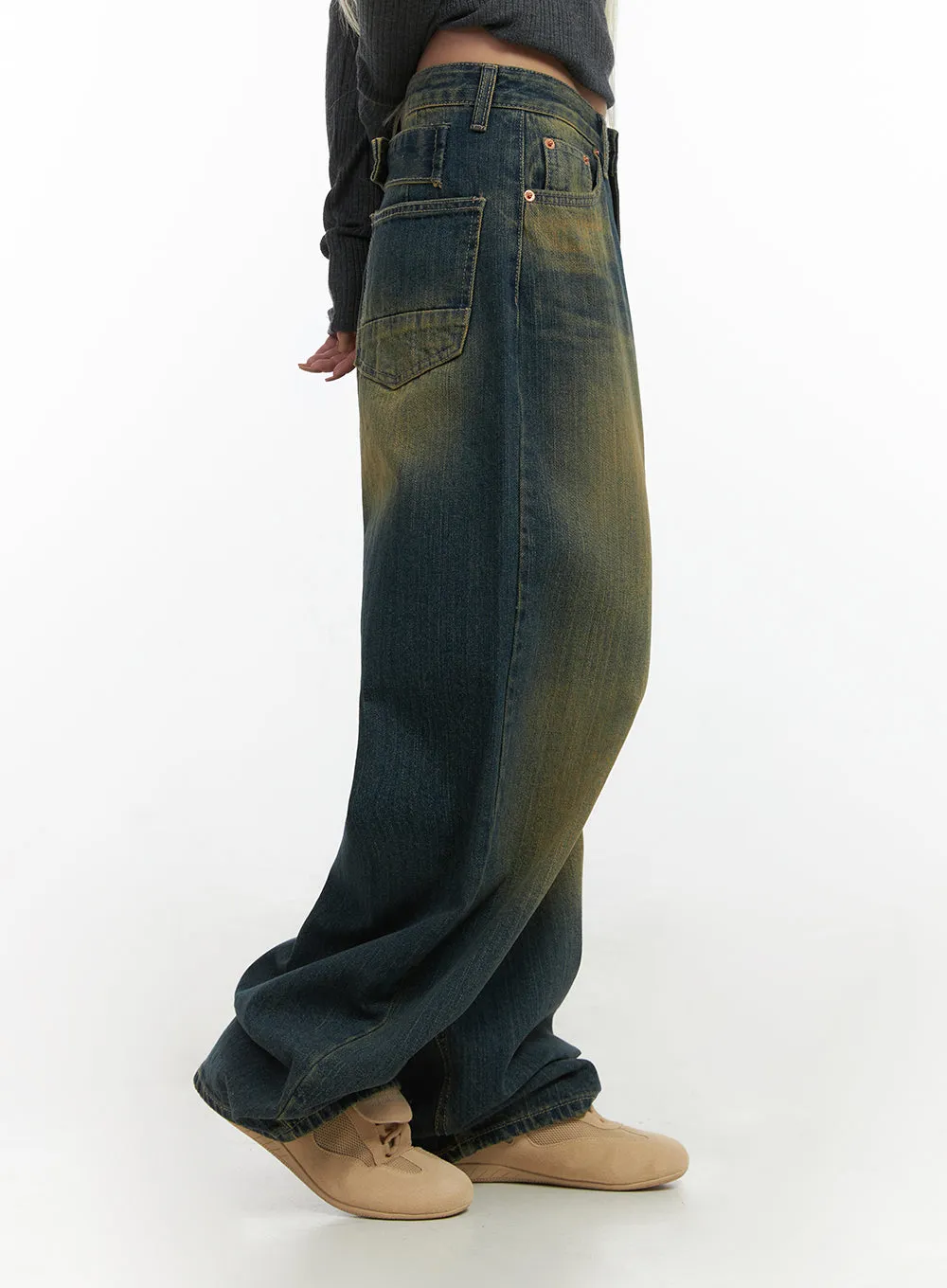 Georgia Vintage Wash Baggy Denim Jeans CO414
