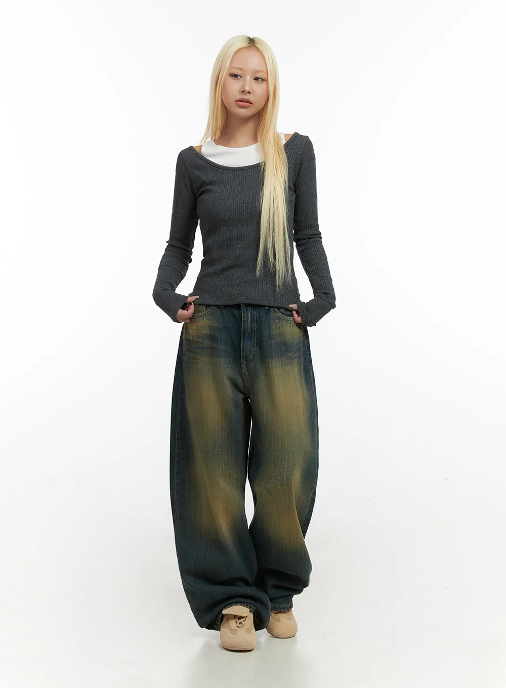 Georgia Vintage Wash Baggy Denim Jeans CO414