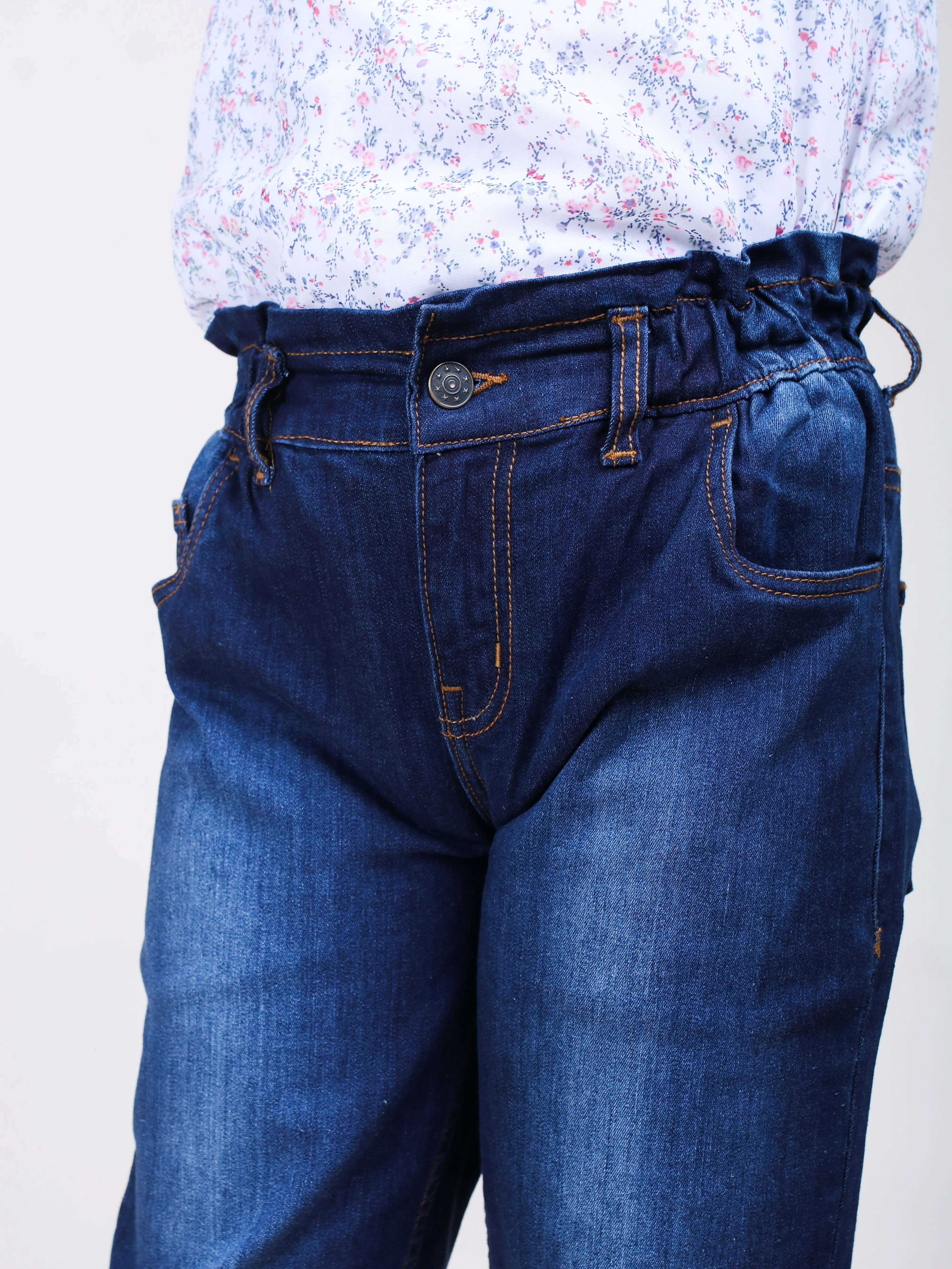Girls Paper Bag Jeans Pant