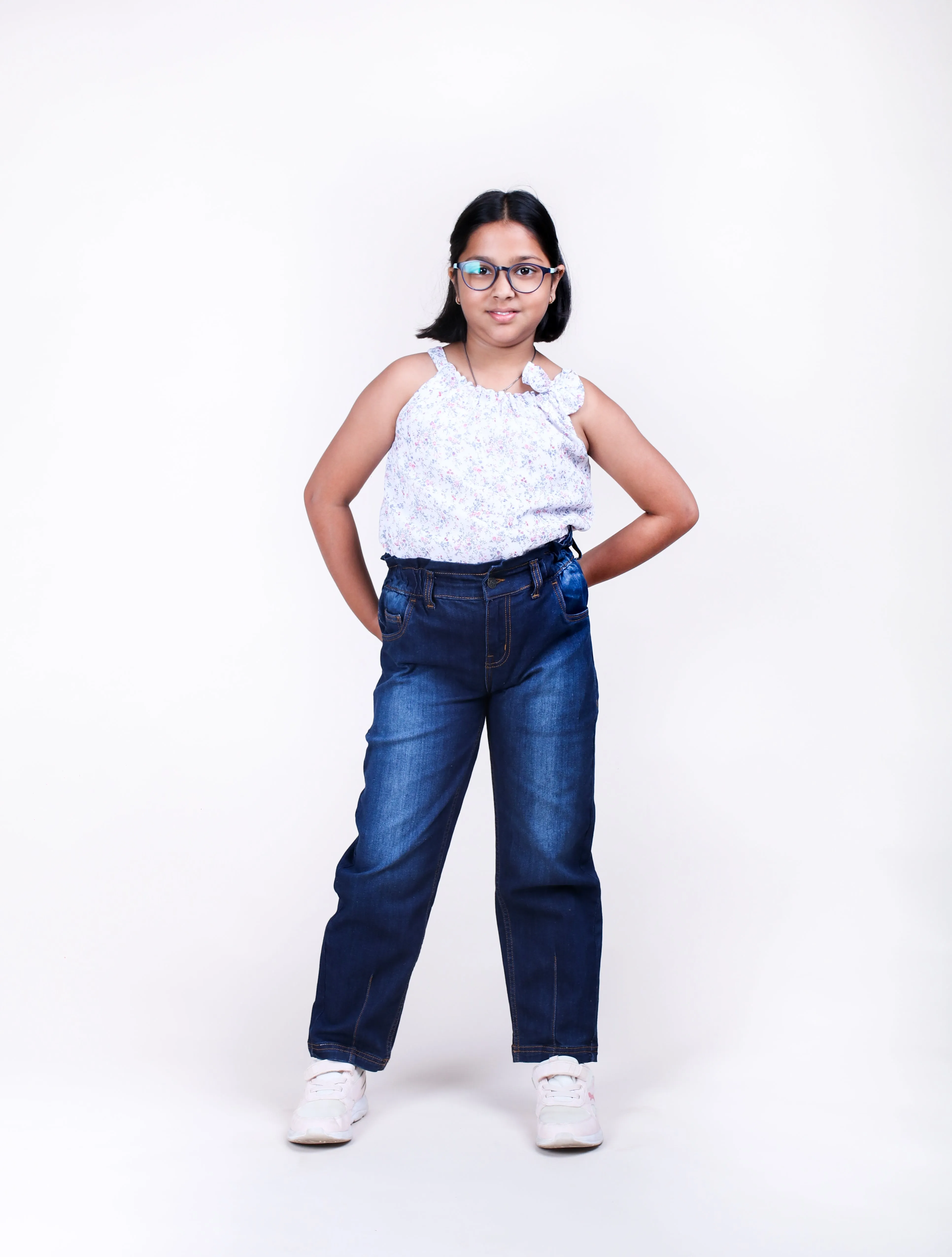 Girls Paper Bag Jeans Pant