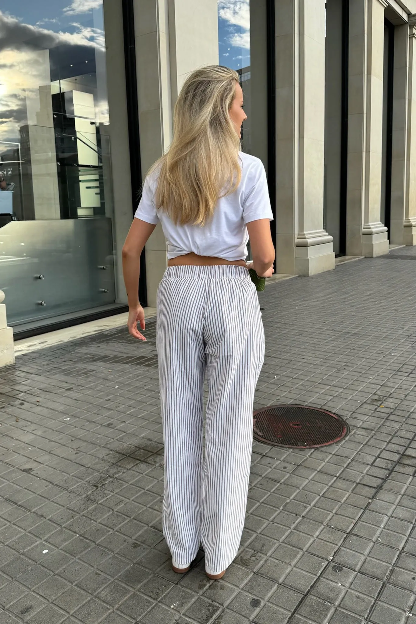 HannahIC Bukser - Brun Hvid Stribet
