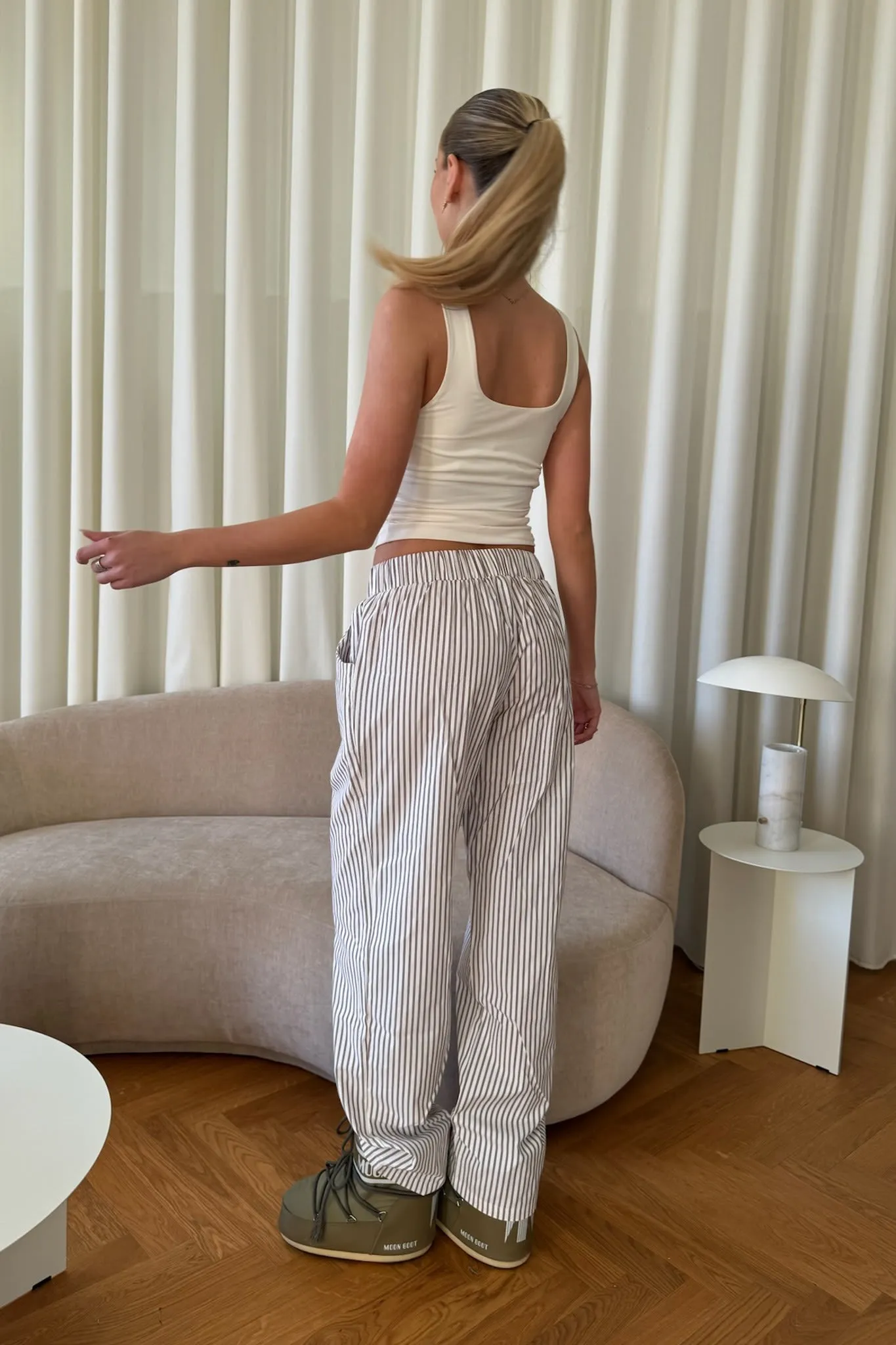 HannahIC Bukser - Brun Hvid Stribet