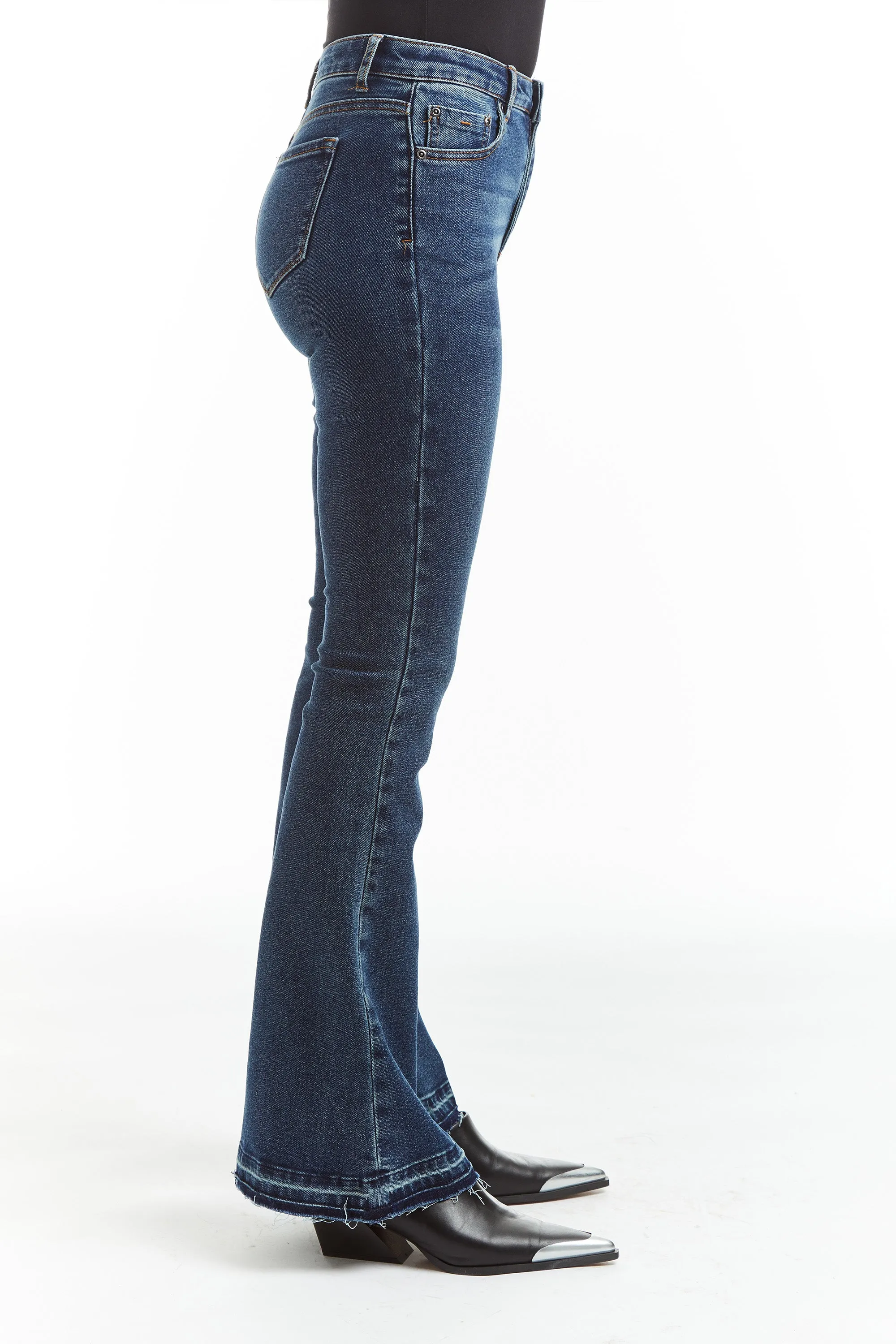 High Rise Sexy Flare With Released Hem In Indigo