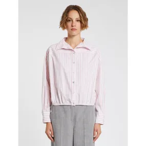 IBLUES Pink Pinstripe Cropped Shirt