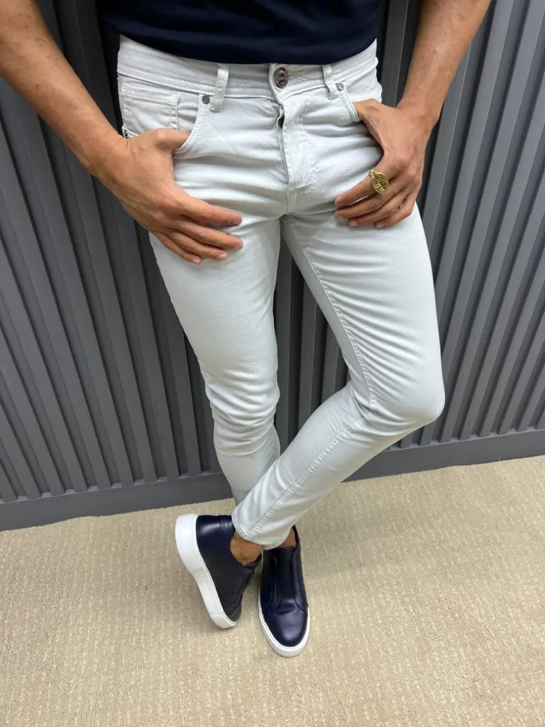 Ice Blue Slim Fit Jeans for Men by GentWith.com