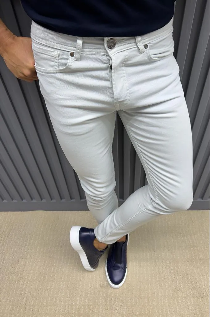 Ice Blue Slim Fit Jeans for Men by GentWith.com