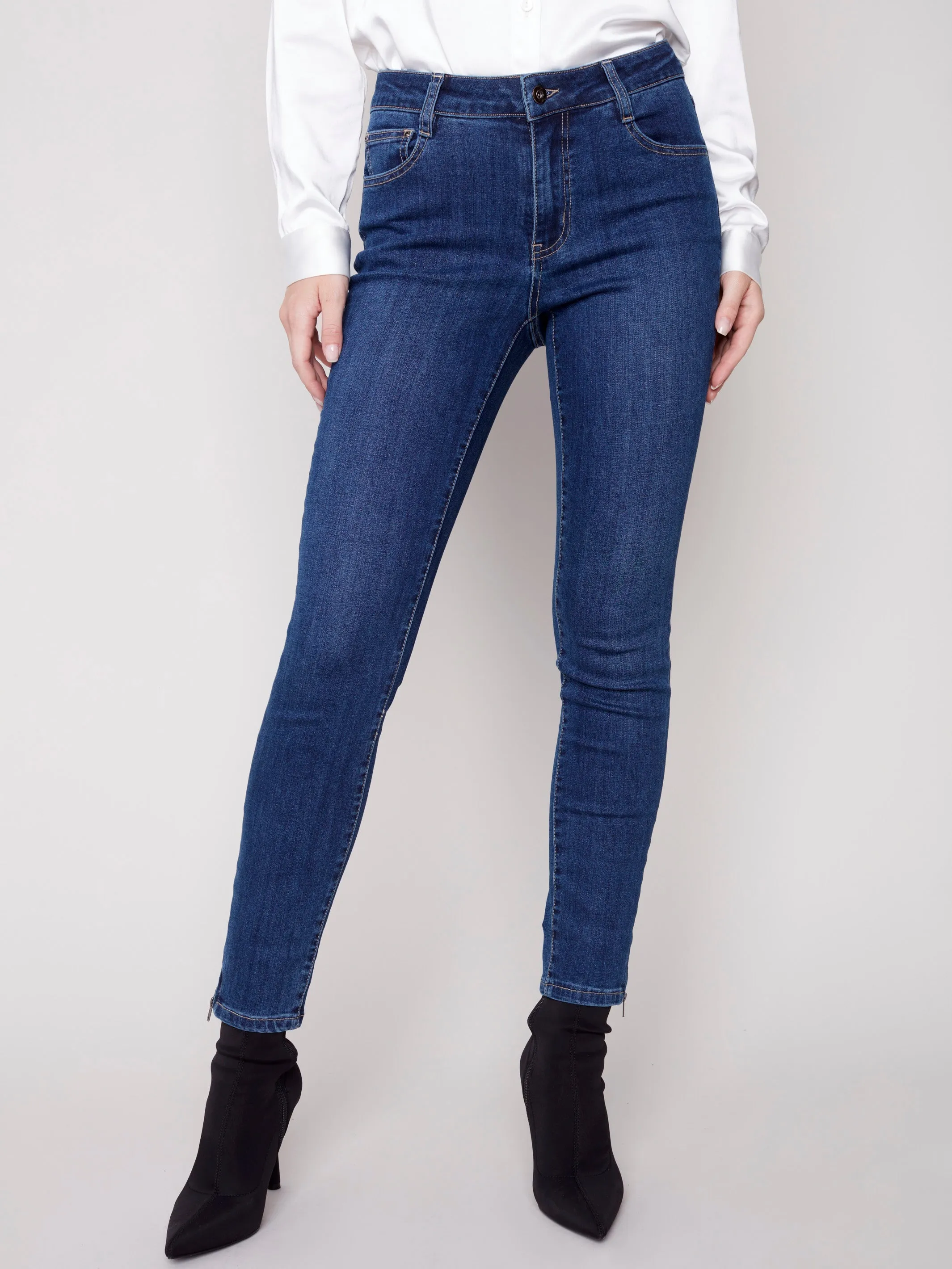 Jeans with Side Zipper - Indigo