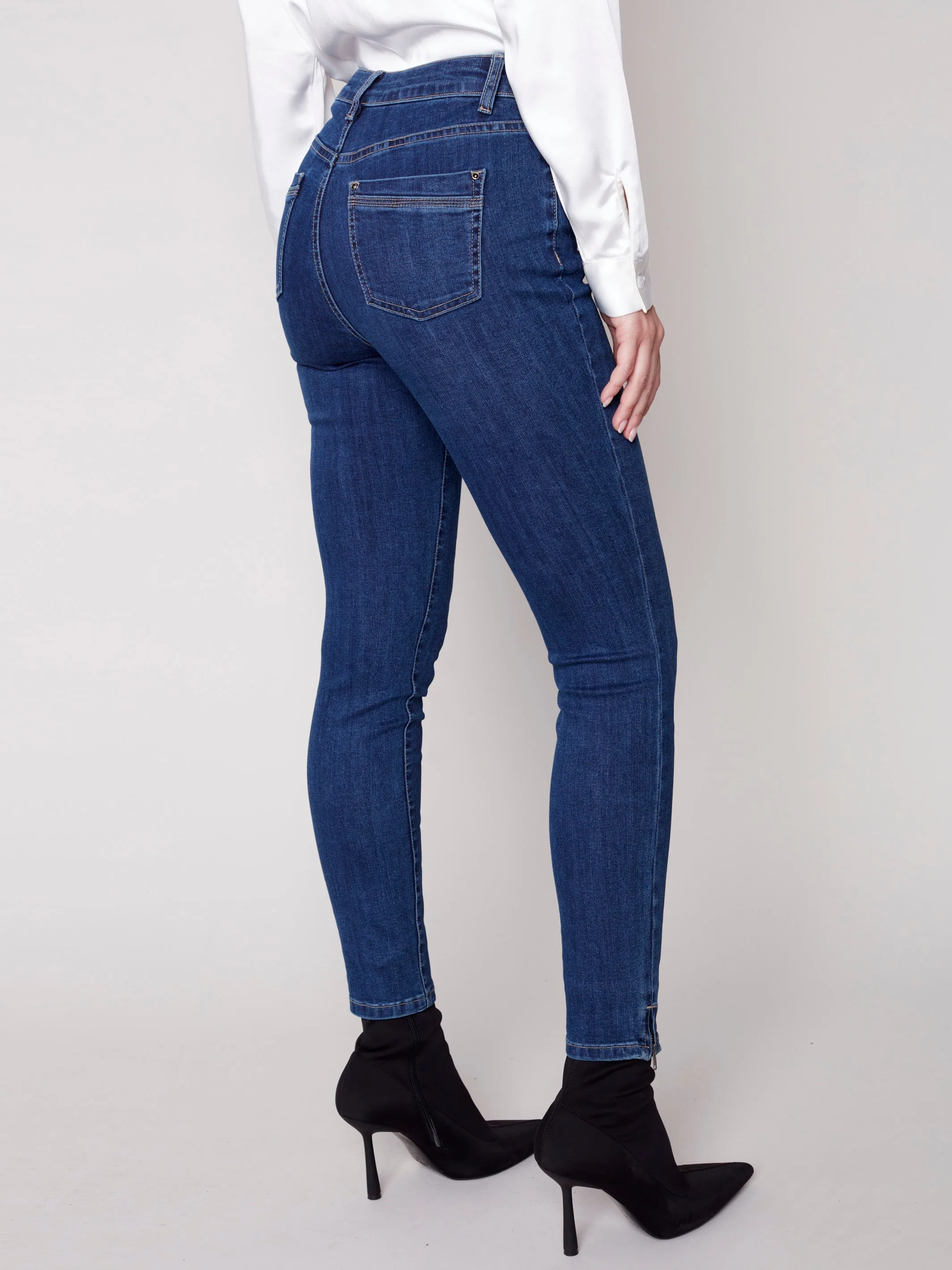 Jeans with Side Zipper - Indigo