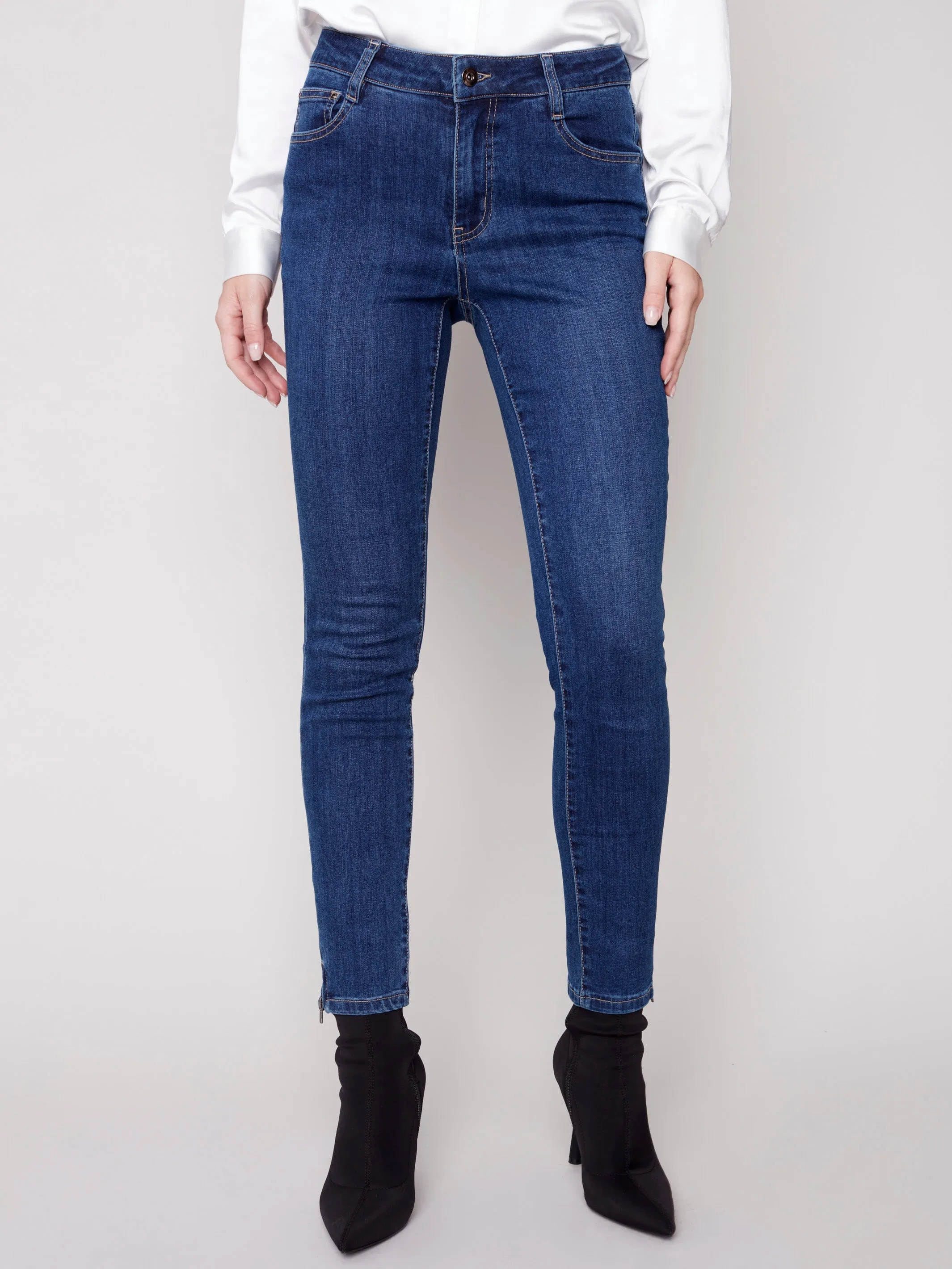 Jeans with Side Zipper - Indigo