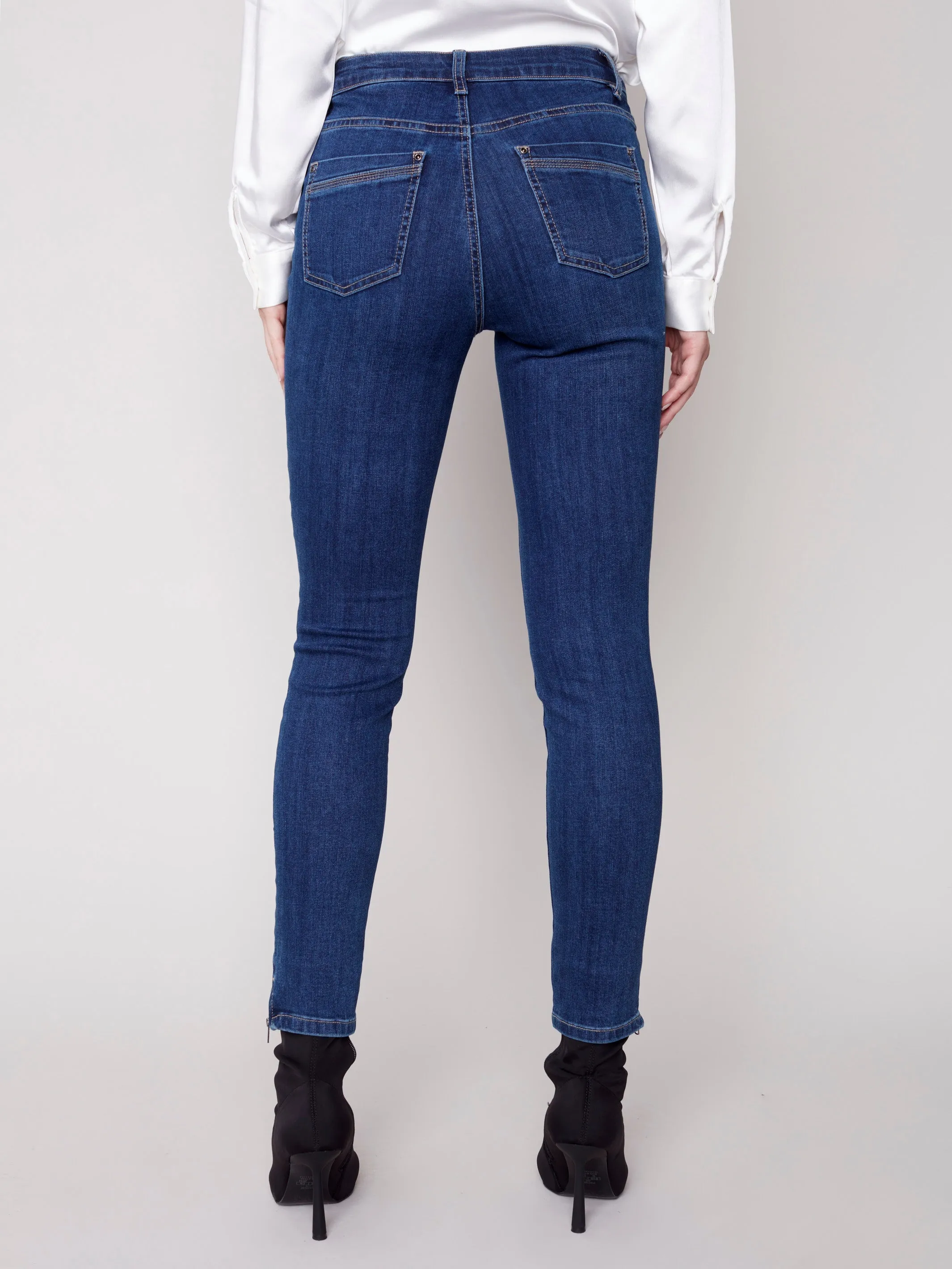 Jeans with Side Zipper - Indigo