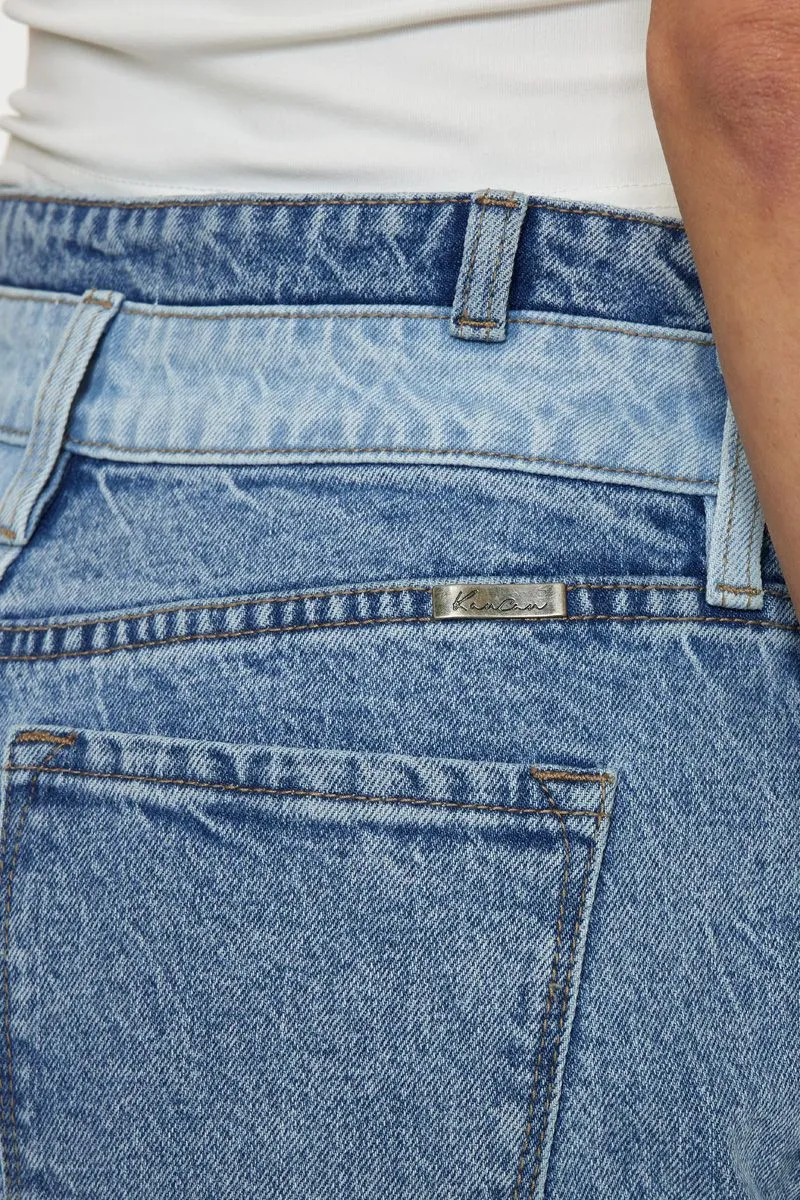 Josie Two Tone High Rise Straight Jeans