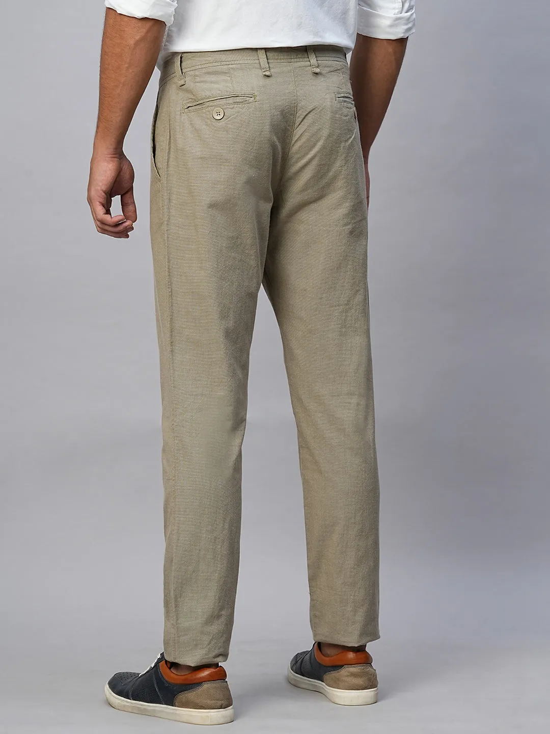 Men's Khaki Cotton Slim Fit Pant