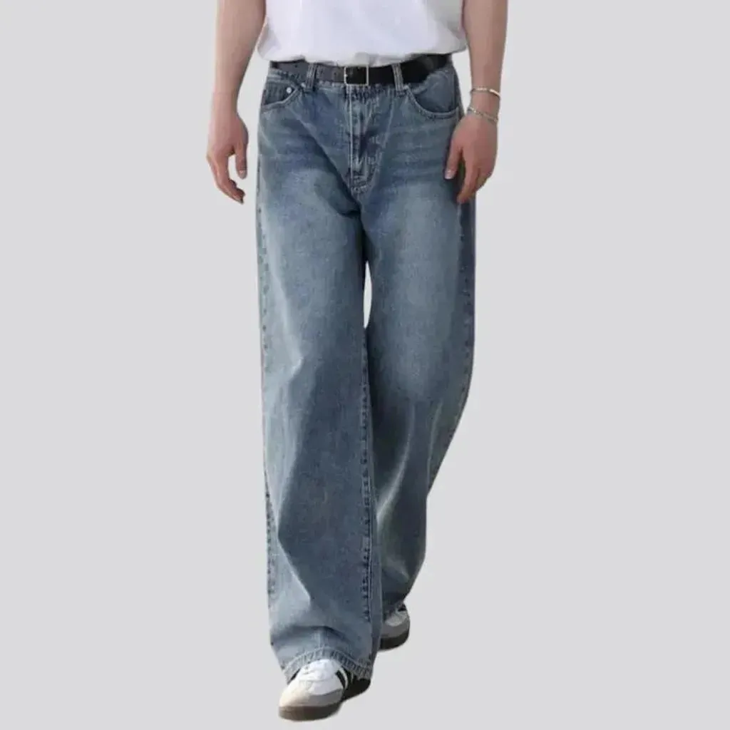 Mid-waist baggy jeans
 for men