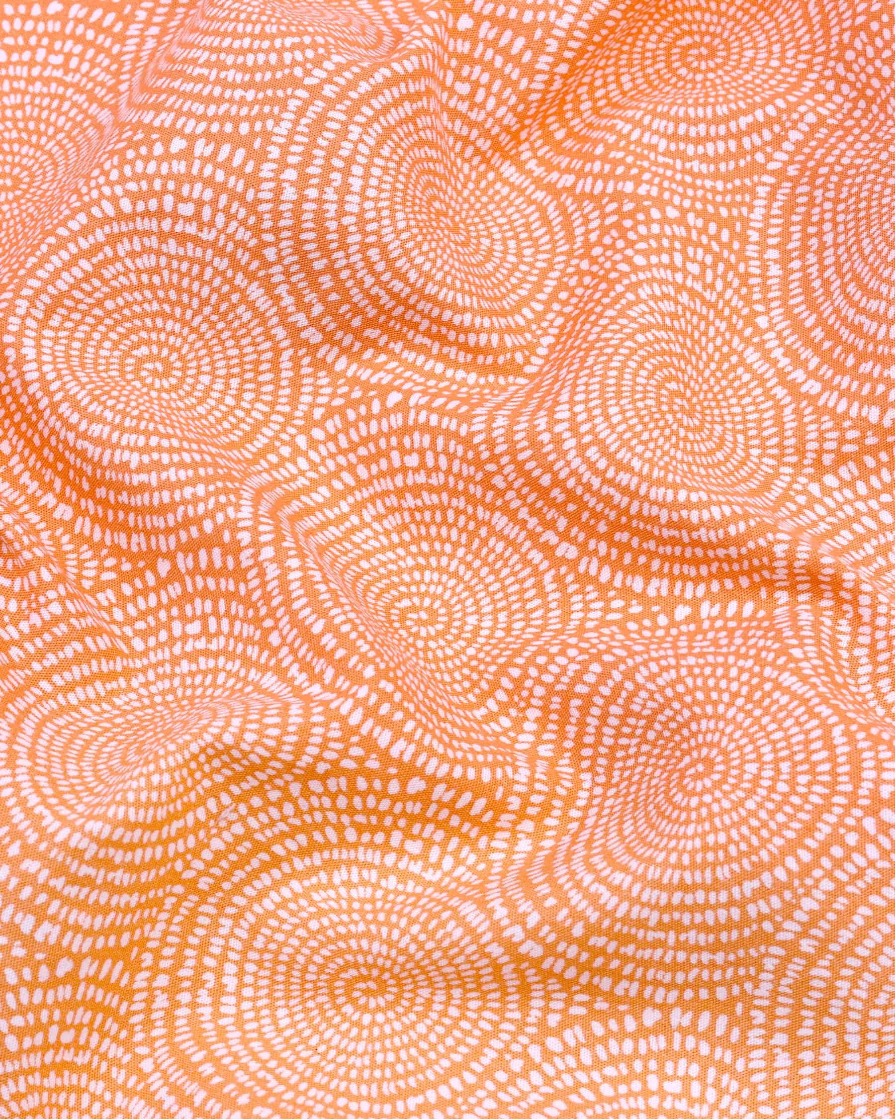 Spiral Orange Pattern Printed Gizza Cotton Shirt