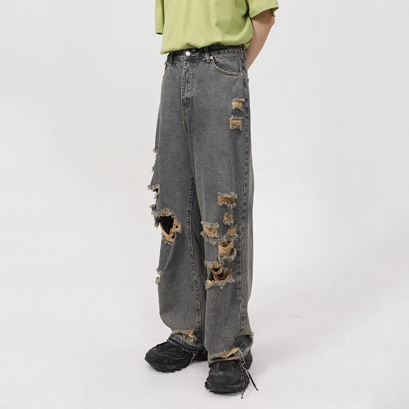 Straight Shredded Casual Jeans